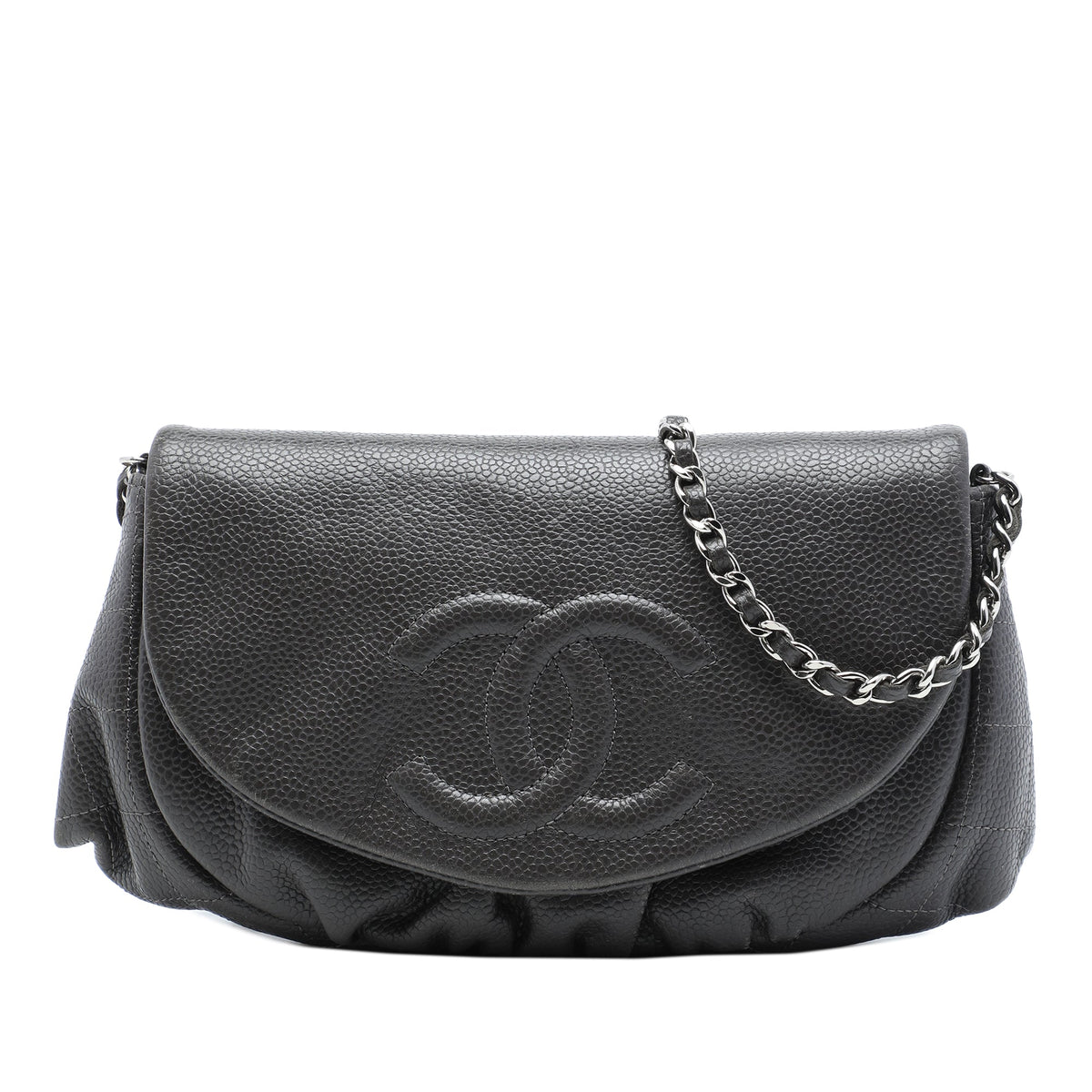 Chanel CC Caviar Half Moon Wallet on Chain