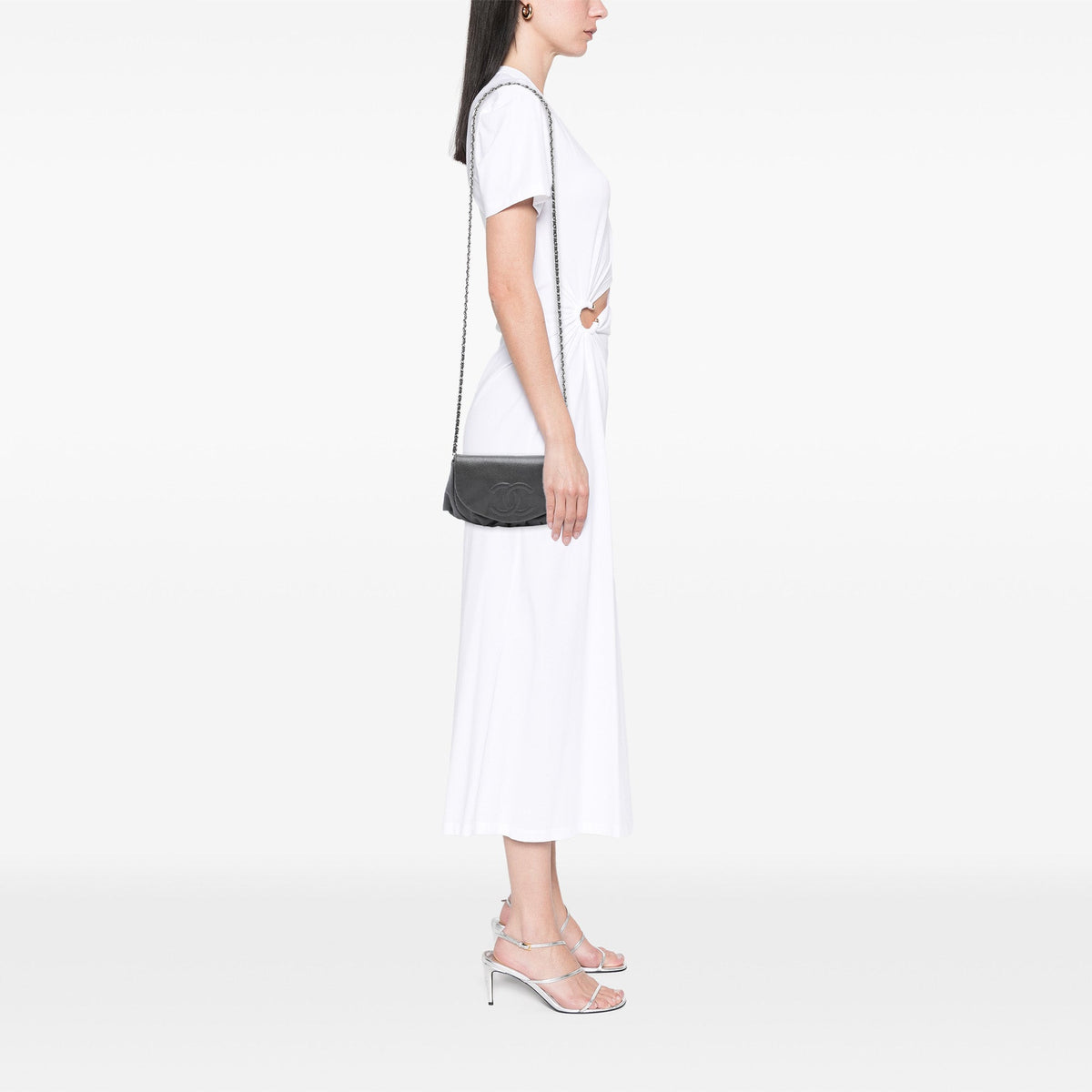 Chanel CC Caviar Half Moon Wallet on Chain