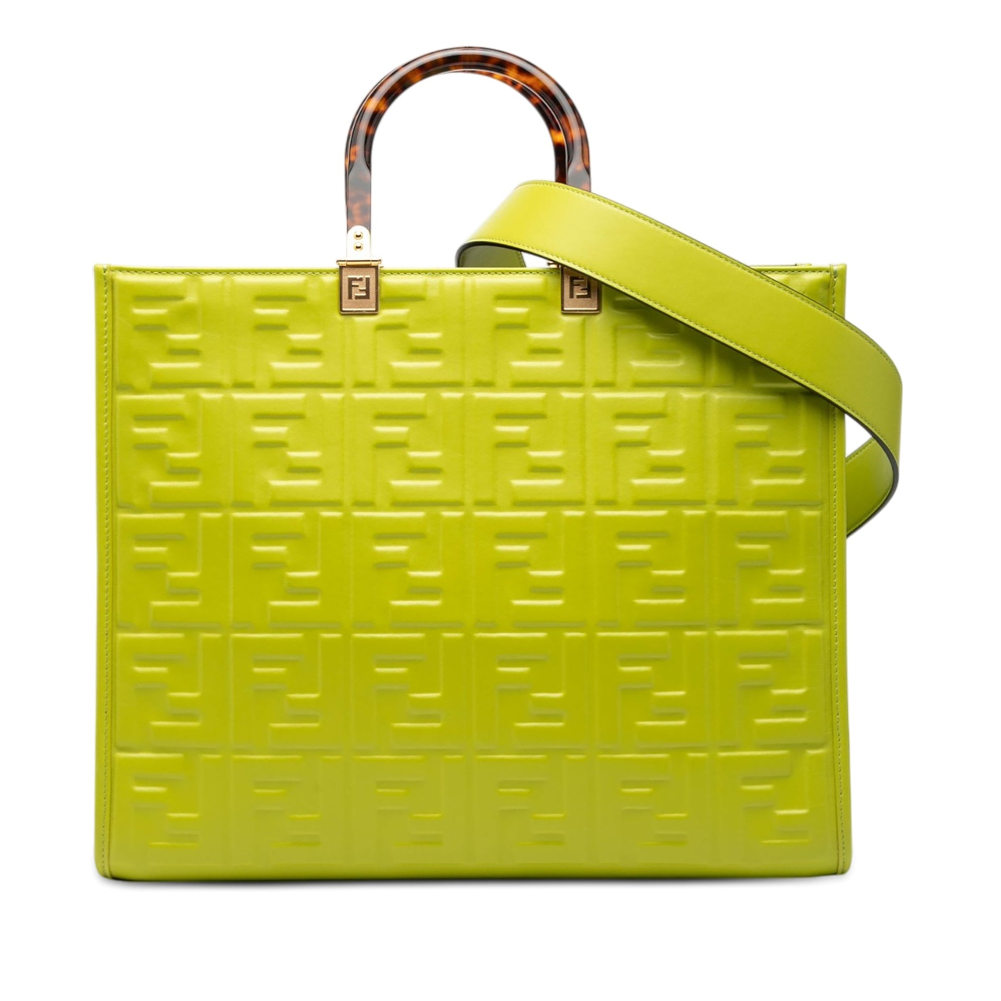 Fendi Medium Zucca Embossed Leather Sunshine Shopper Tote