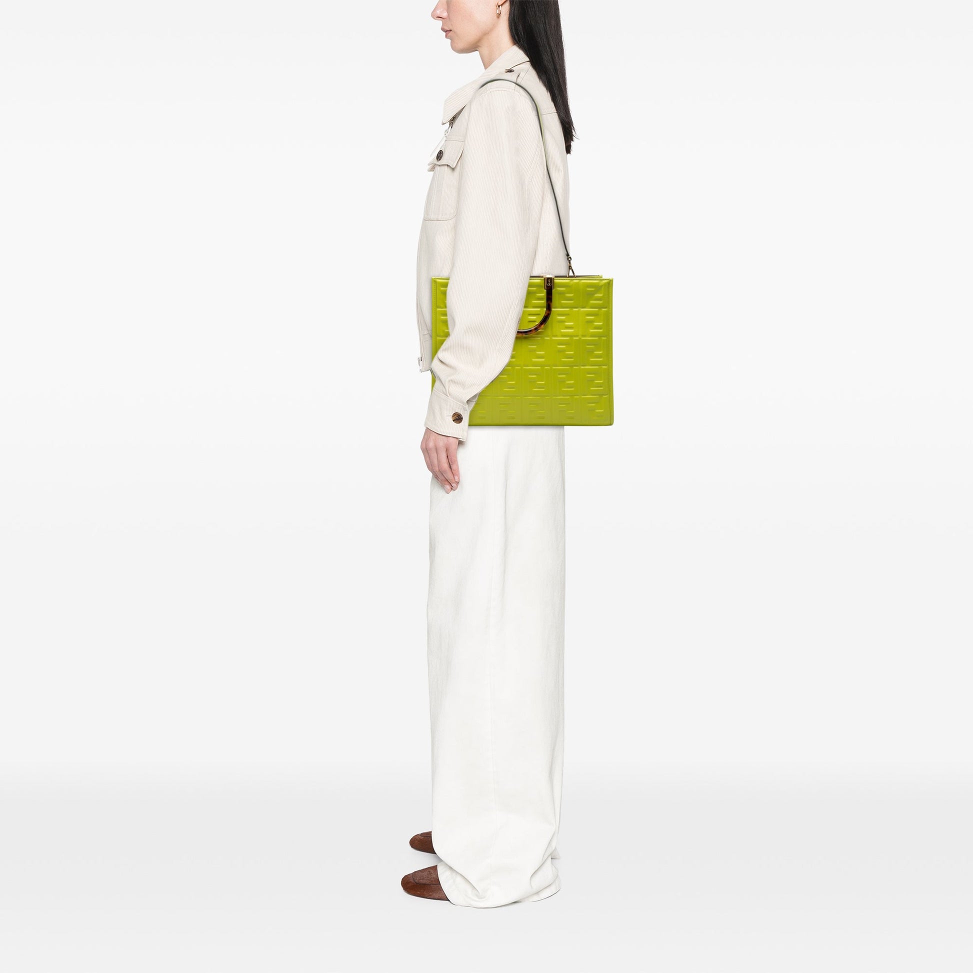 Fendi Medium Zucca Embossed Leather Sunshine Shopper Tote