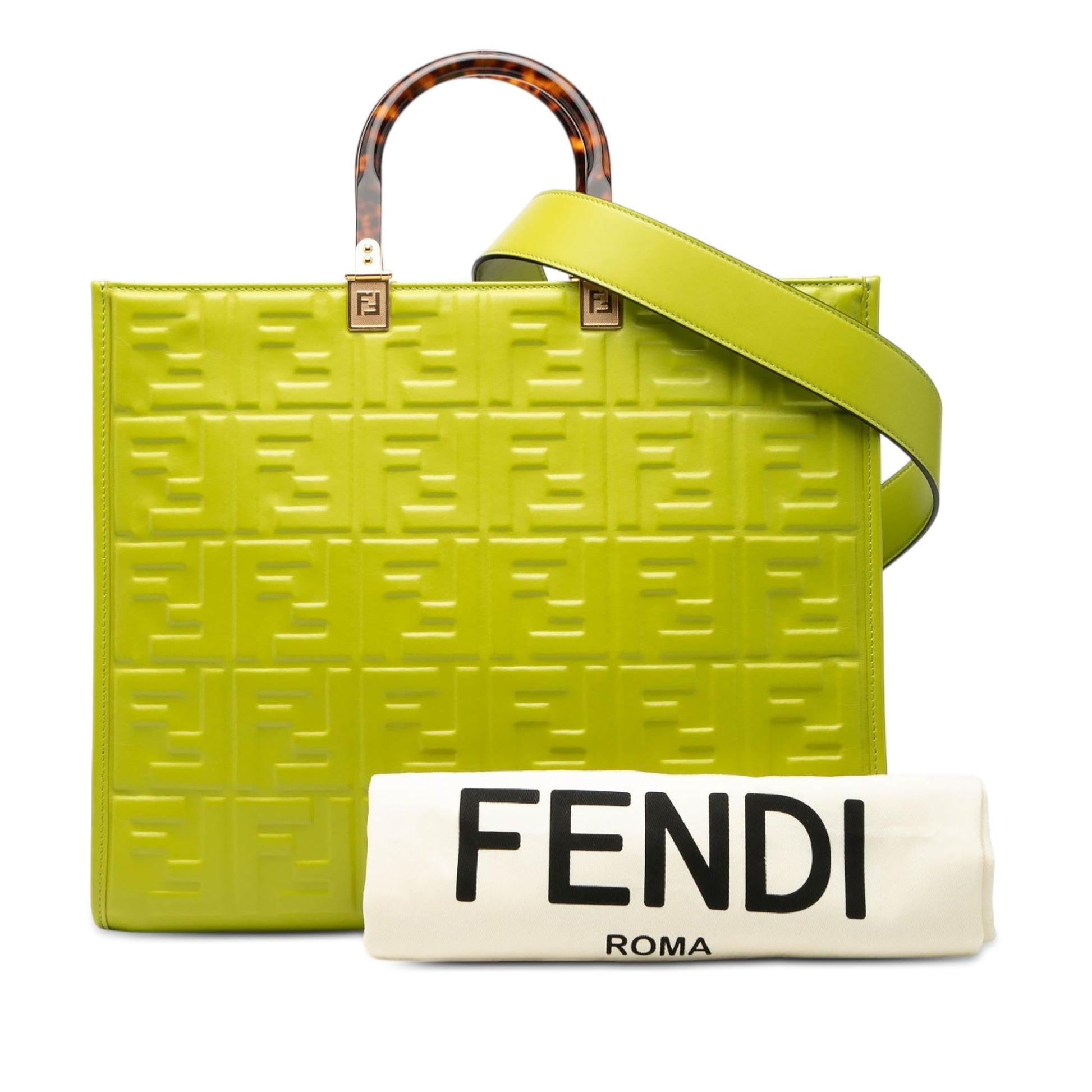 Fendi Medium Zucca Embossed Leather Sunshine Shopper Tote
