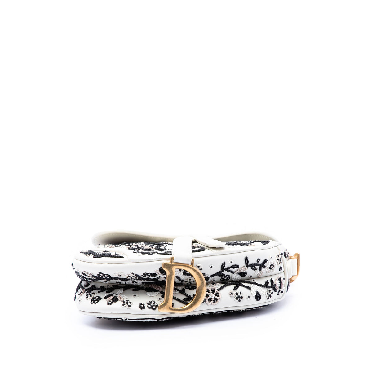 Dior Mini Calfskin Embroidered and Beaded Saddle Bag