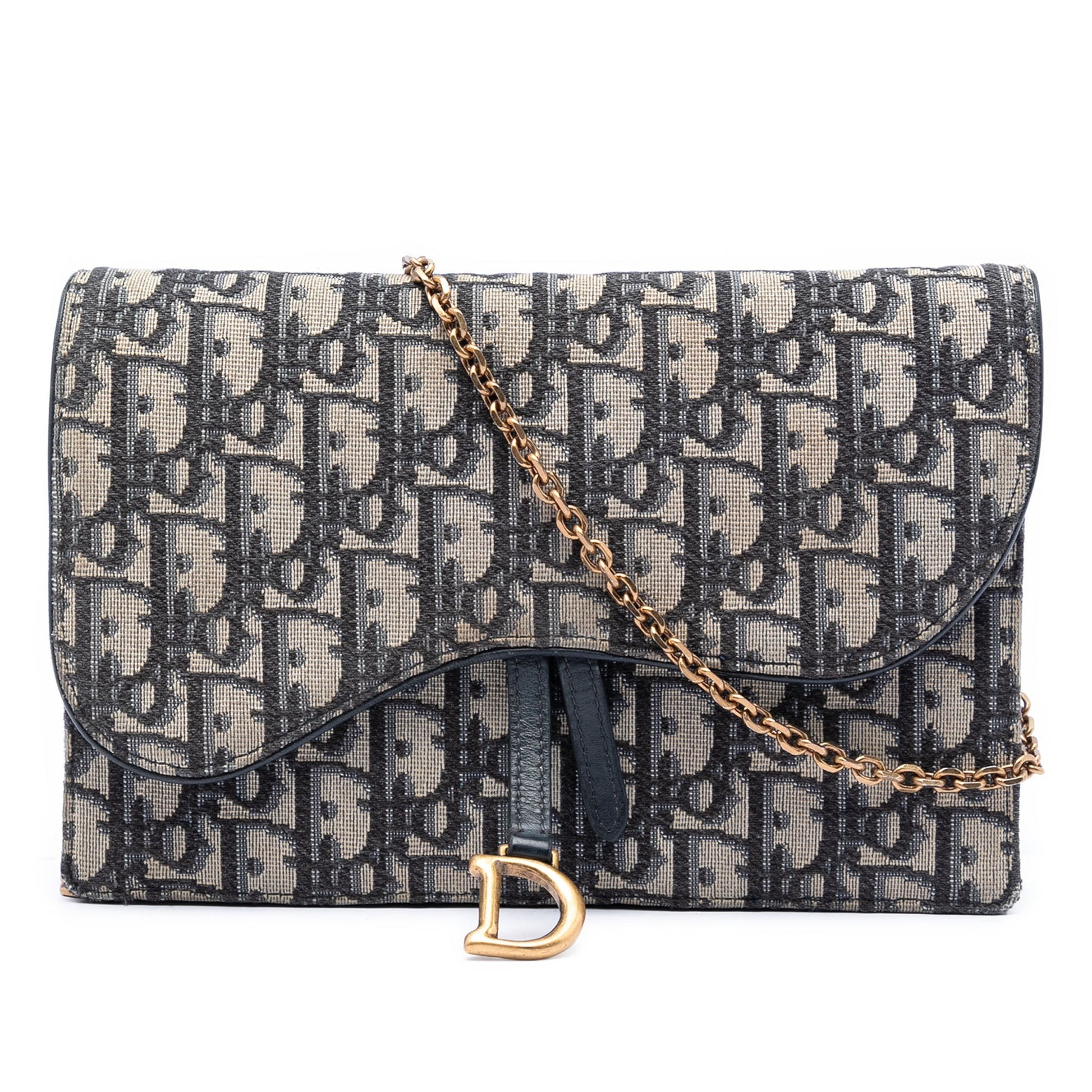 Dior Oblique Canvas Saddle Pouch Wallet on Chain