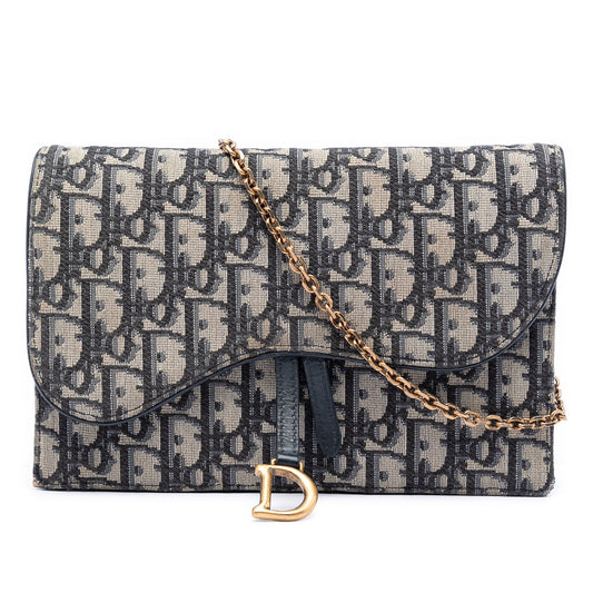 Dior Oblique Canvas Saddle Pouch Wallet on Chain