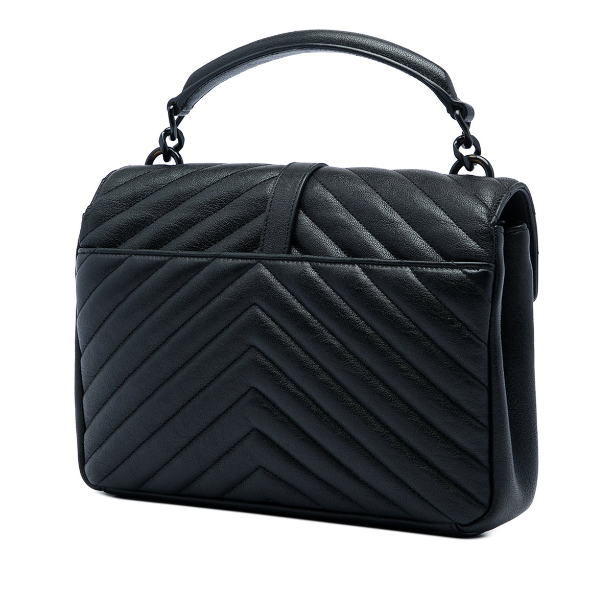 Saint Laurent Medium Chevron Sheepskin  Monogram Monochrome College Bag
