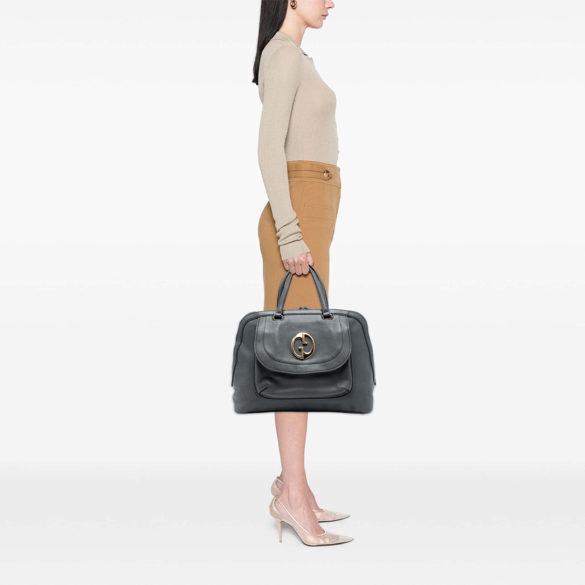 Gucci Leather 1973 Top Handle Oversized Travel Bag
