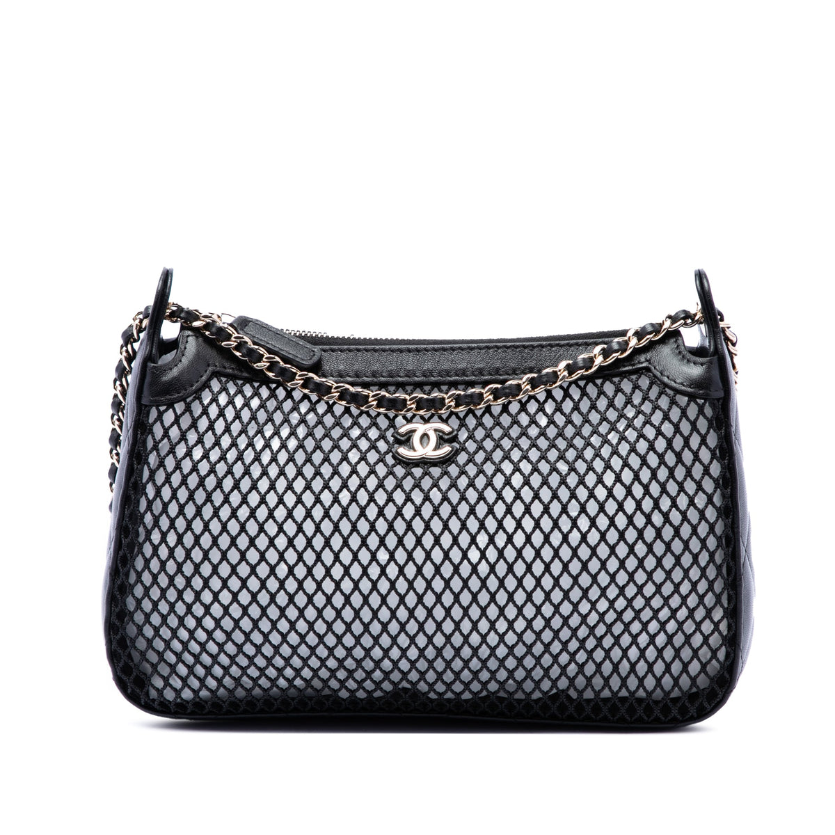 Chanel CC Mesh and Shiny Lambskin Clutch with Chain