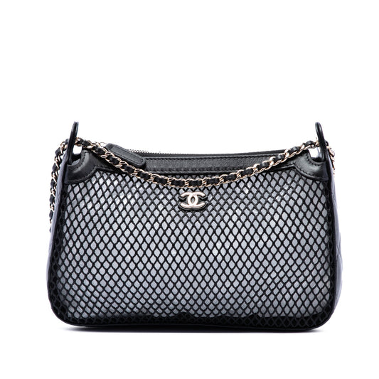Chanel CC Mesh and Shiny Lambskin Clutch with Chain