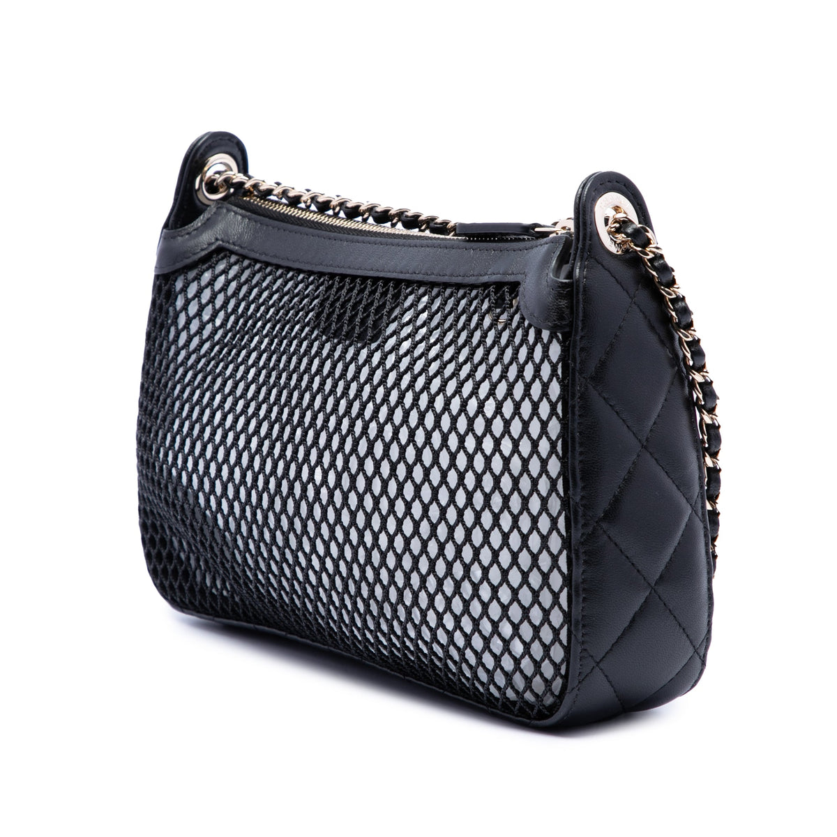 Chanel CC Mesh and Shiny Lambskin Clutch with Chain