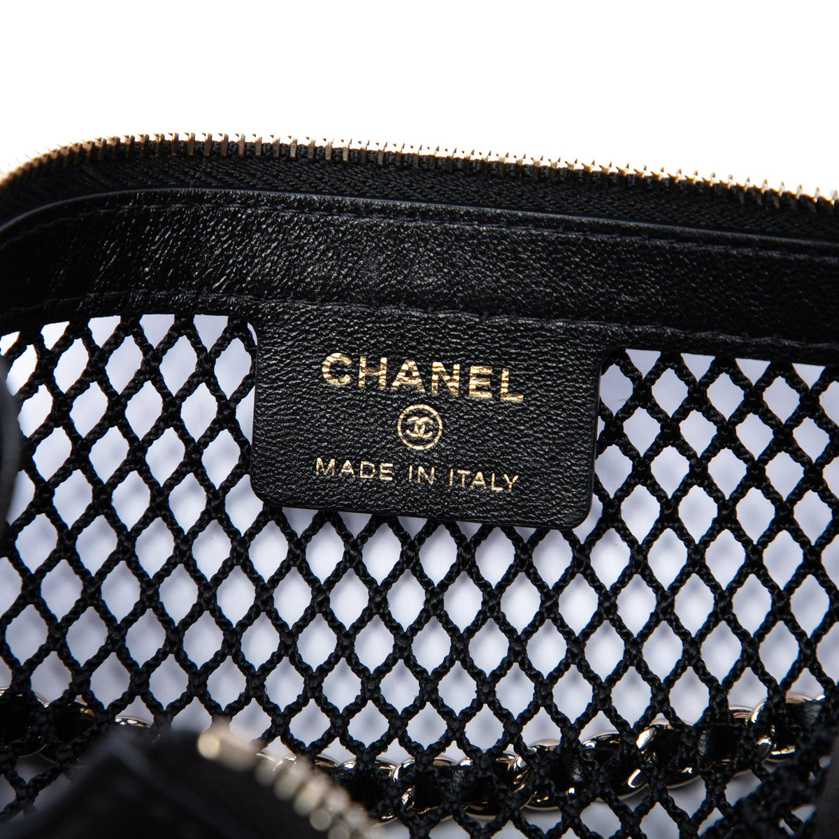 Chanel CC Mesh and Shiny Lambskin Clutch with Chain