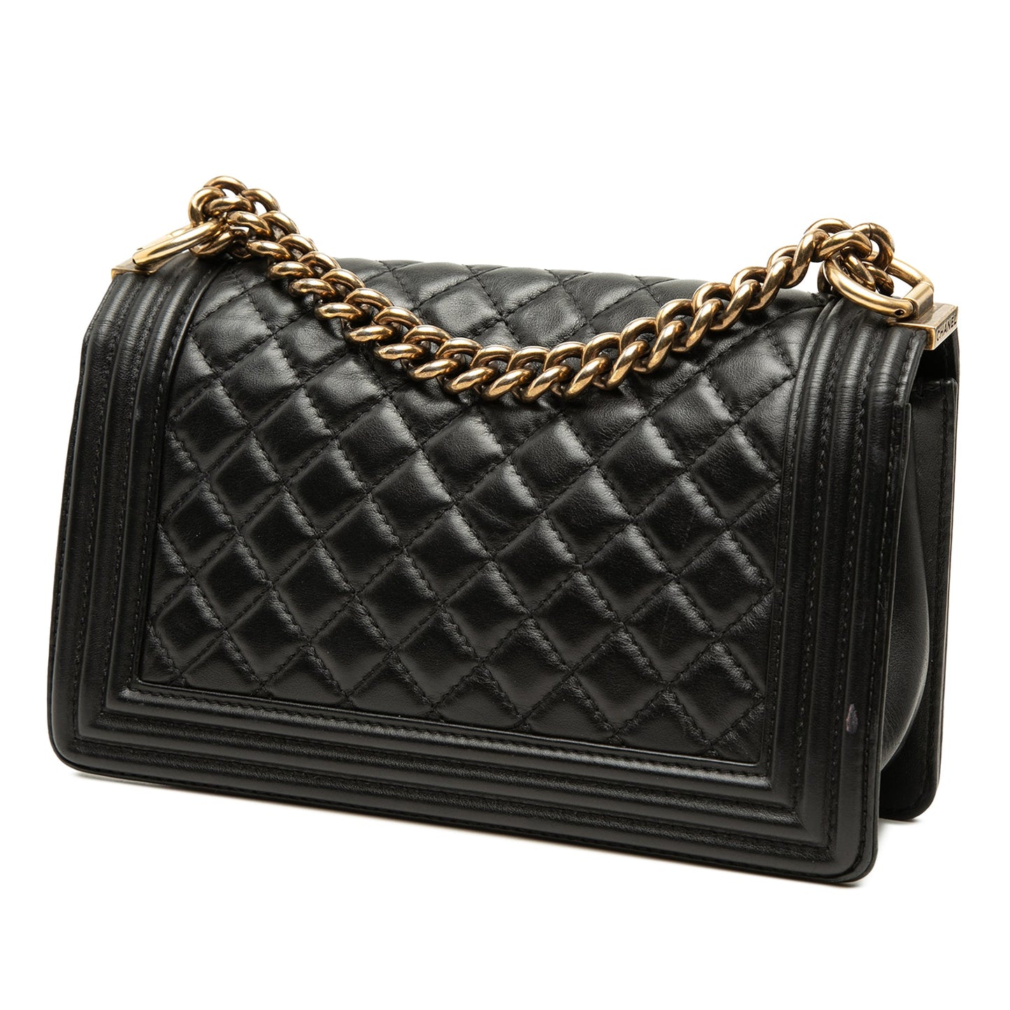 Chanel Old Medium Quilted Lambskin Gripoix Boy Flap