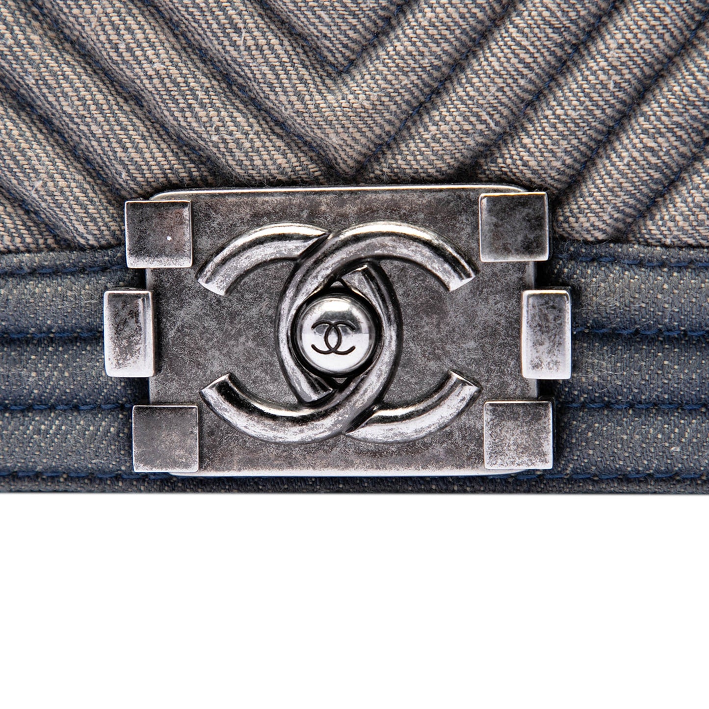 Chanel Old Medium Chevron Denim Boy Flap