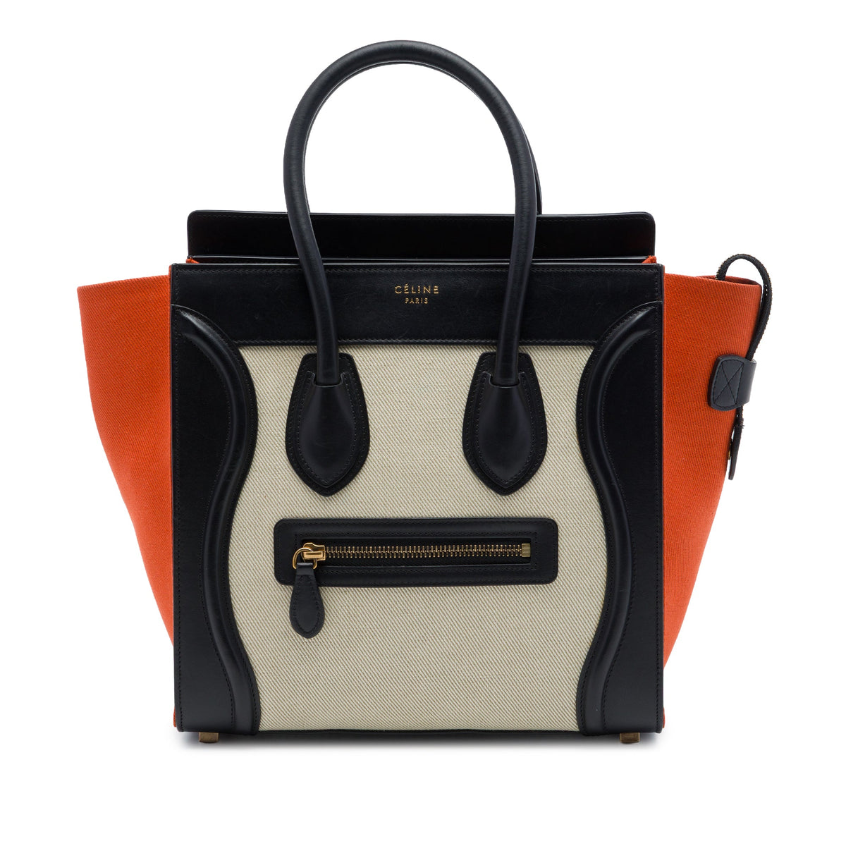 Celine Micro Tricolor Canvas and Leather Luggage Tote