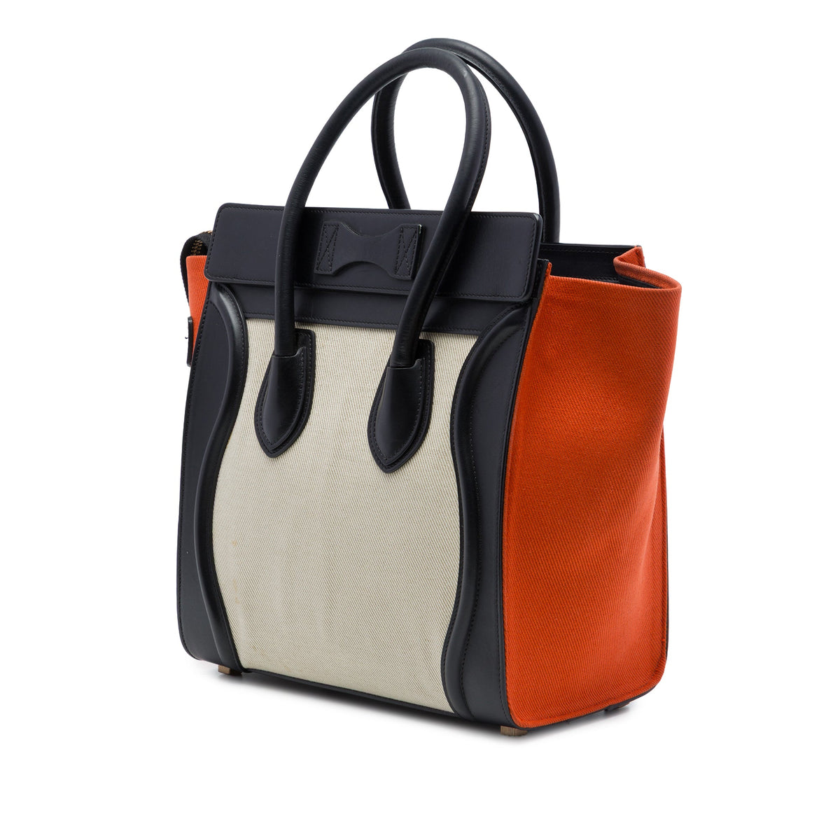 Celine Micro Tricolor Canvas and Leather Luggage Tote