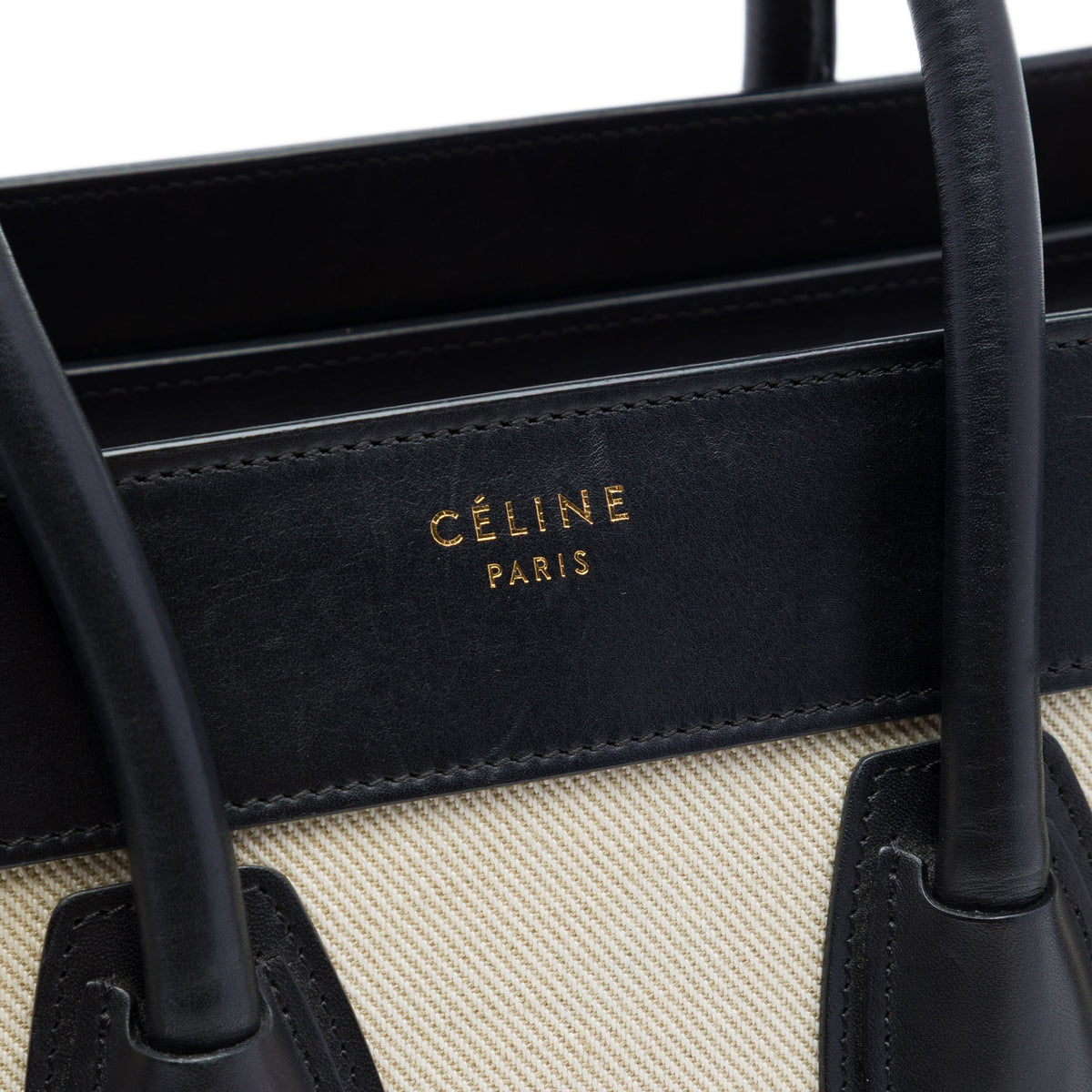 Celine Micro Tricolor Canvas and Leather Luggage Tote
