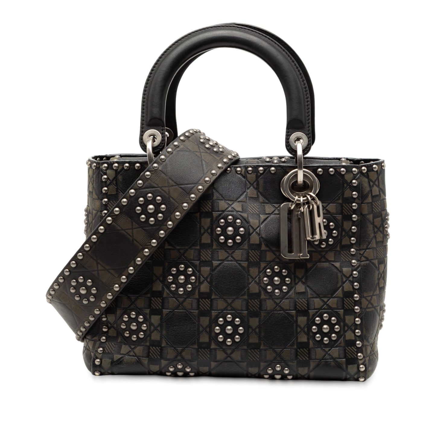 Dior Medium Calfskin Cannage Embossed Flower Studded Supple Lady Dior