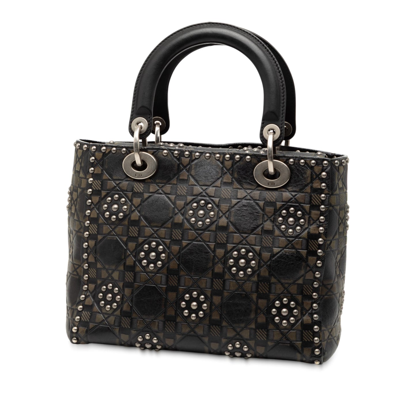 Dior Medium Calfskin Cannage Embossed Flower Studded Supple Lady Dior