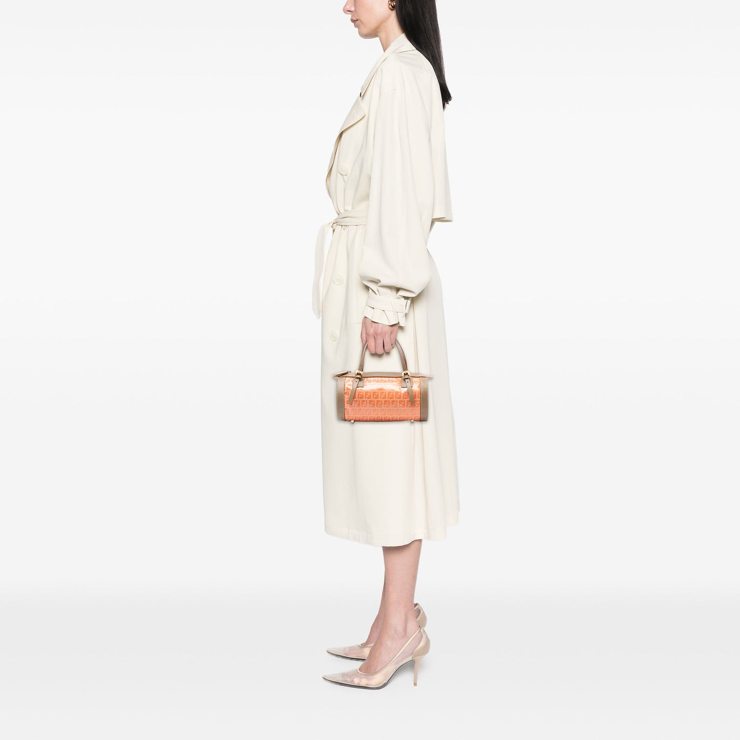 Fendi Zucchino Coated Canvas Barrel Handbag