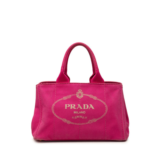 Prada Canvas Canapa Logo Tote — Pink