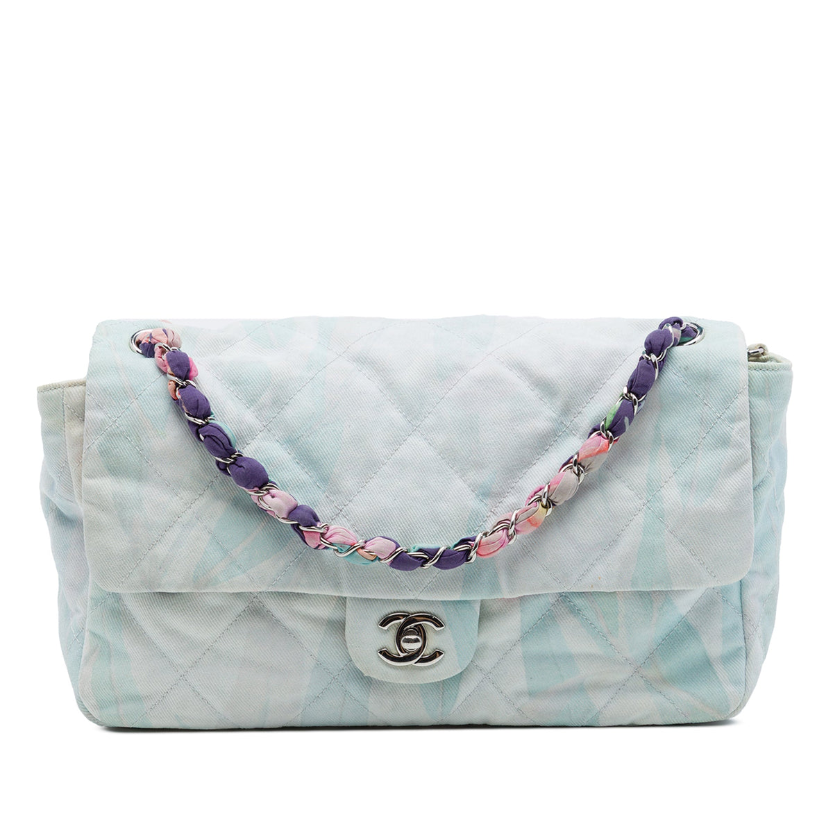 Chanel CC Quilted Printed Denim Jungle Jeans Flap