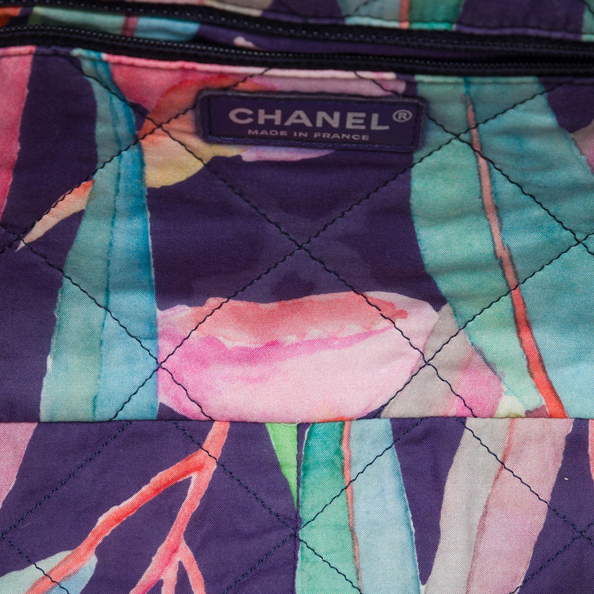 Chanel CC Quilted Printed Denim Jungle Jeans Flap