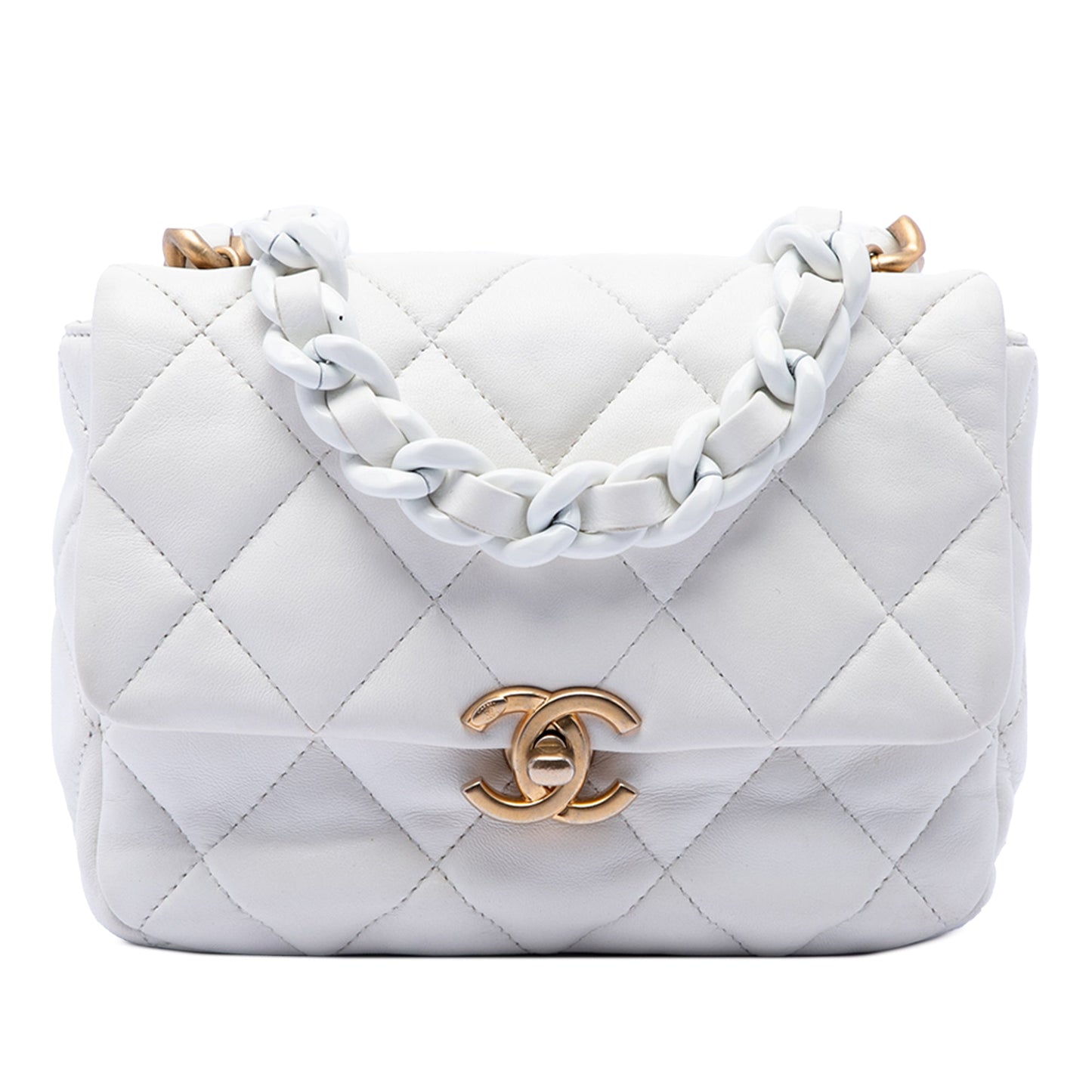 Chanel Mini Quilted Lambskin Lacquered Chain Flap