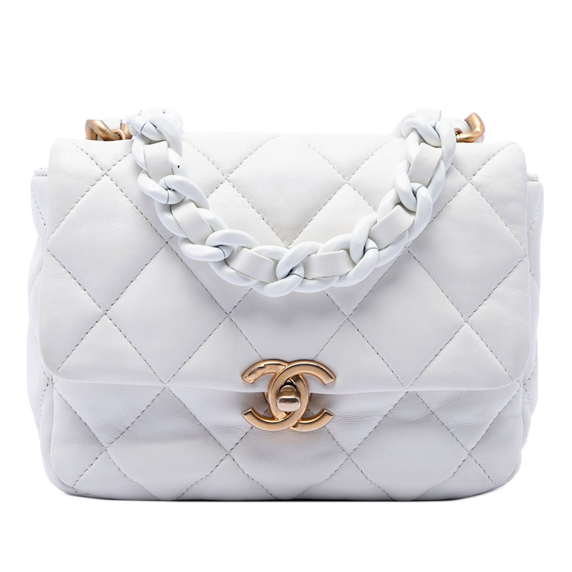 Chanel Mini Quilted Lambskin Lacquered Chain Flap