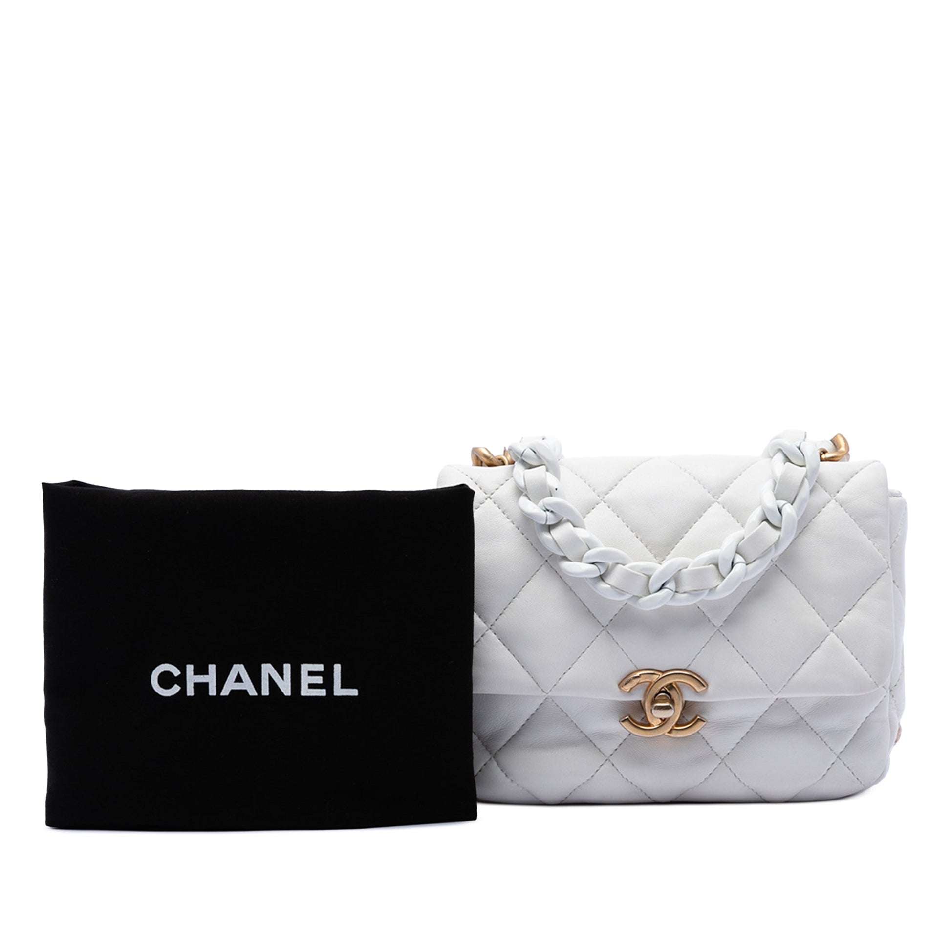Chanel Mini Quilted Lambskin Lacquered Chain Flap