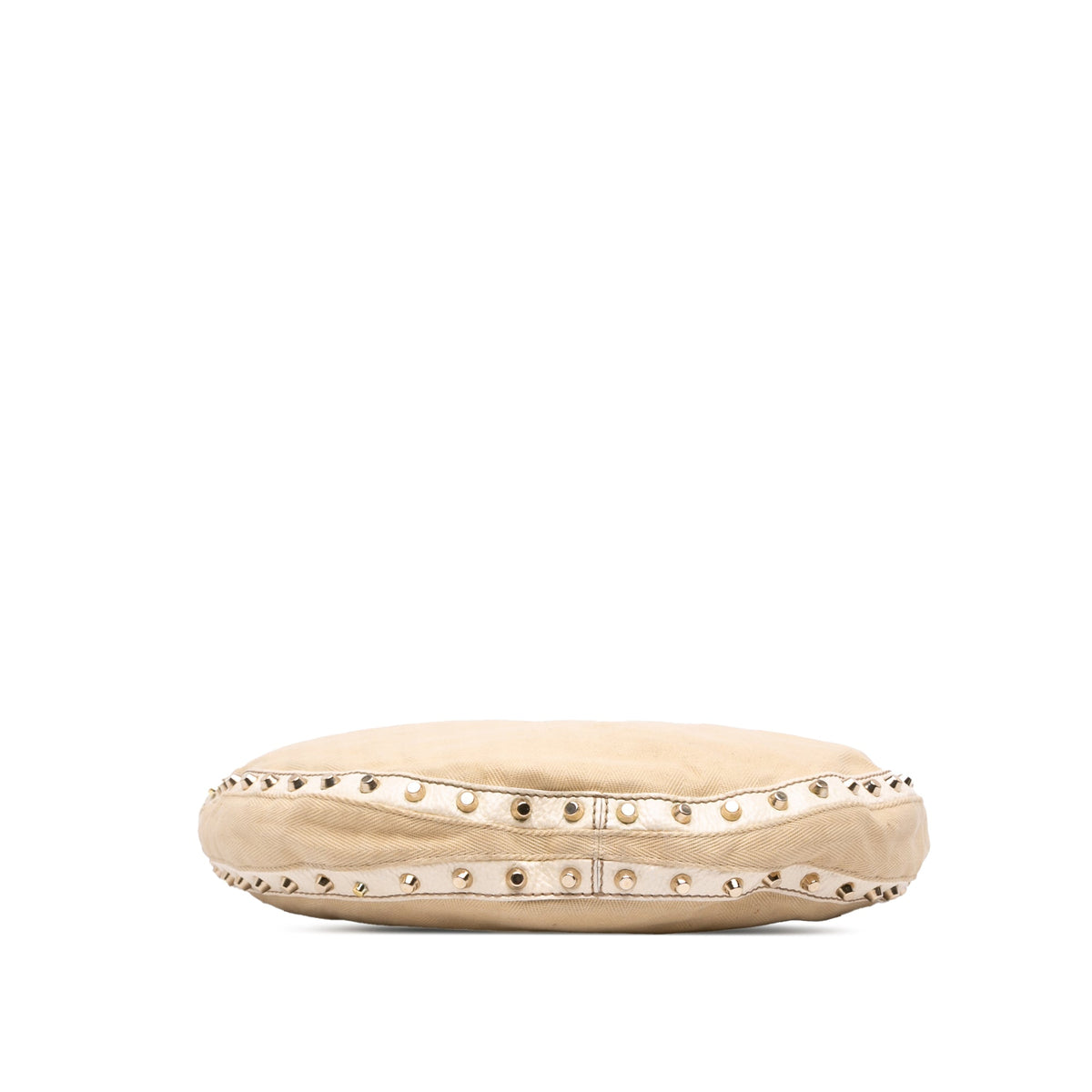 Fendi Canvas Studded Hobo — Beige