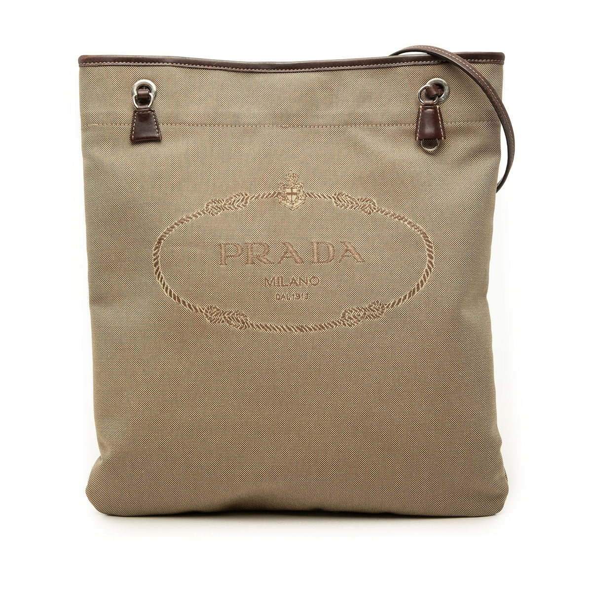 Prada Canvas Canapa Logo Crossbody — Beige