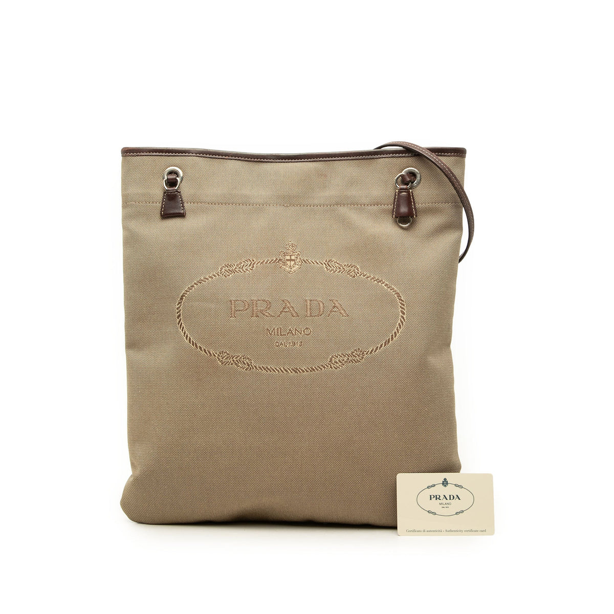 Prada Canvas Canapa Logo Crossbody — Beige