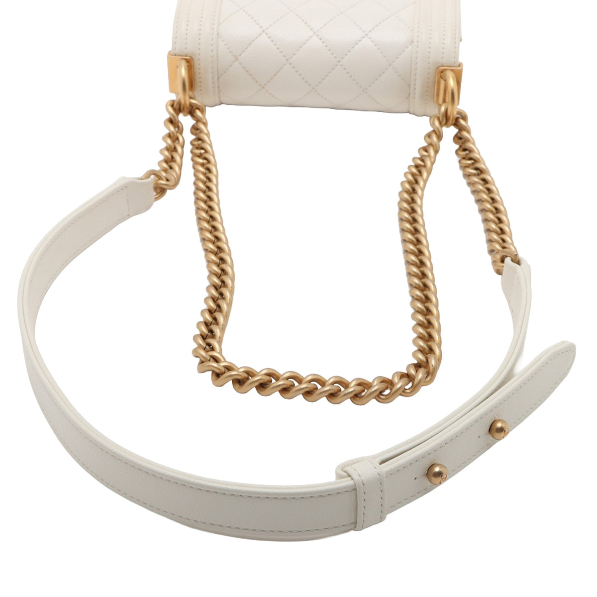 Chanel Mini Quilted Caviar Boy Flap — White