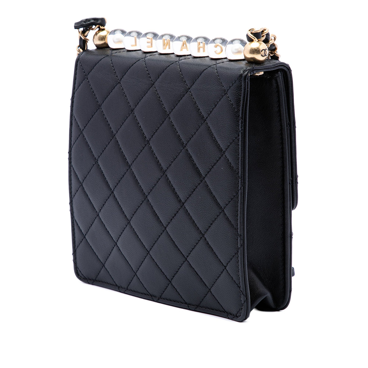 Chanel Small Quilted Lambskin Chic Pearls Flap — Black