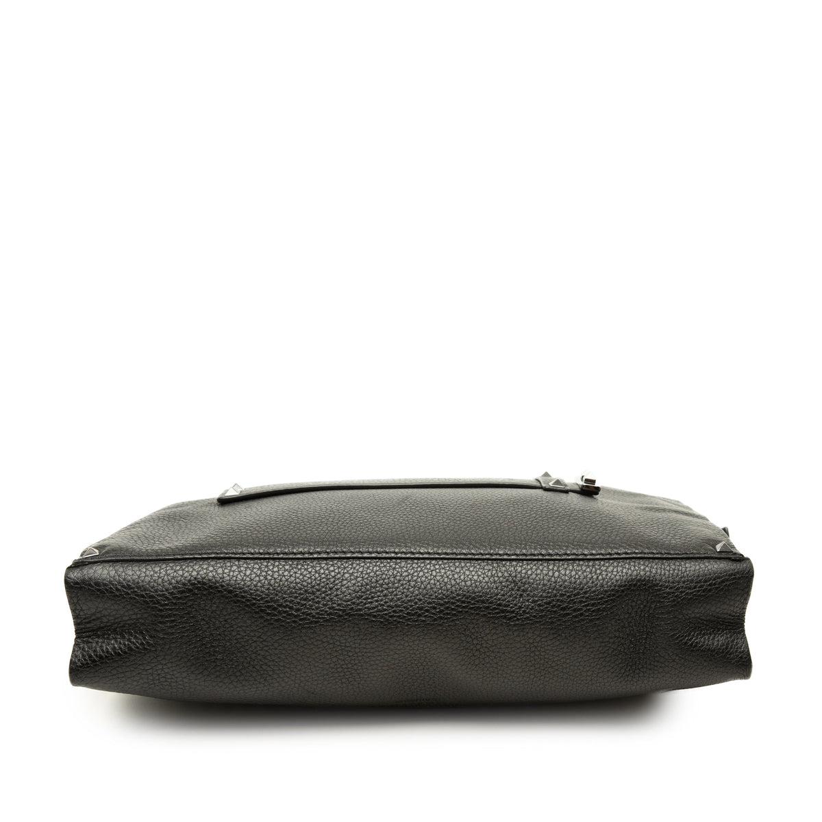 Valentino Grained Calfskin Rockstud Clutch — Black