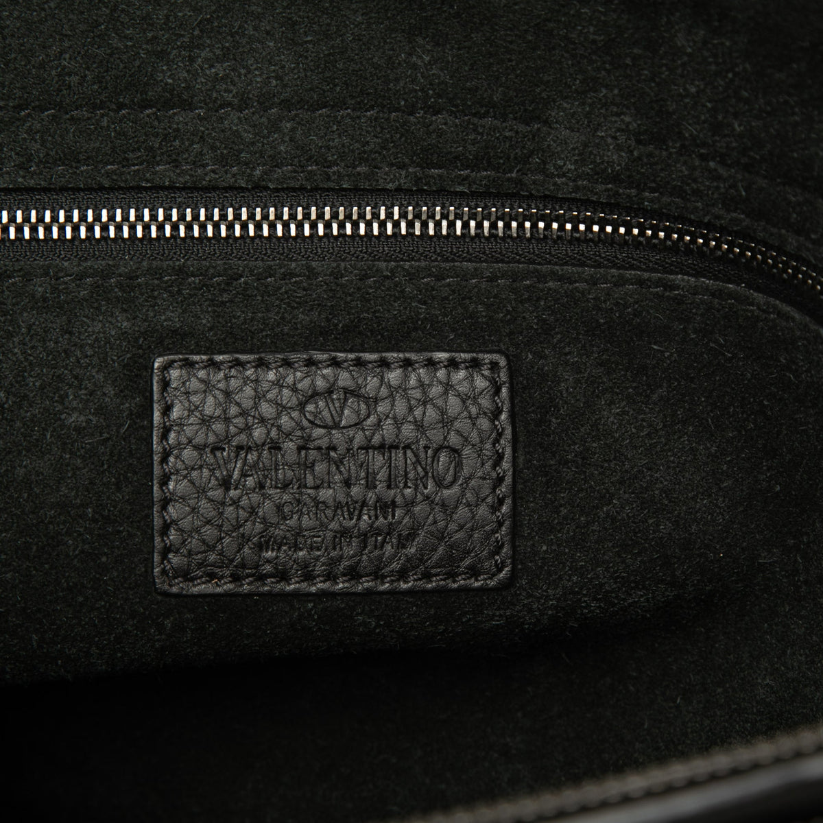 Valentino Grained Calfskin Rockstud Clutch — Black