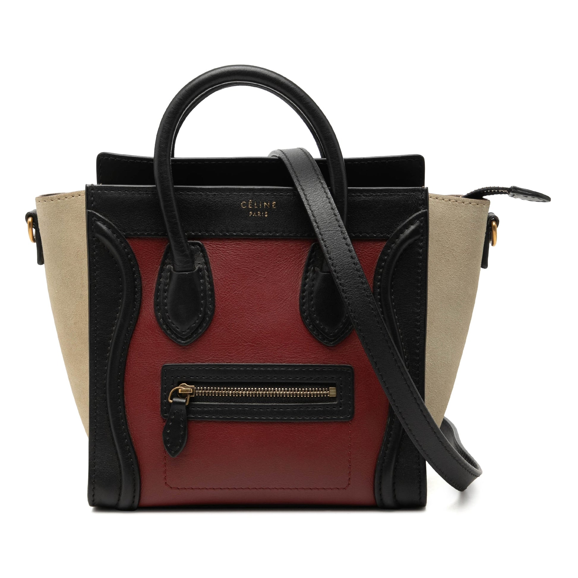 Celine Nano Tricolor Calfskin and Suede Luggage Tote