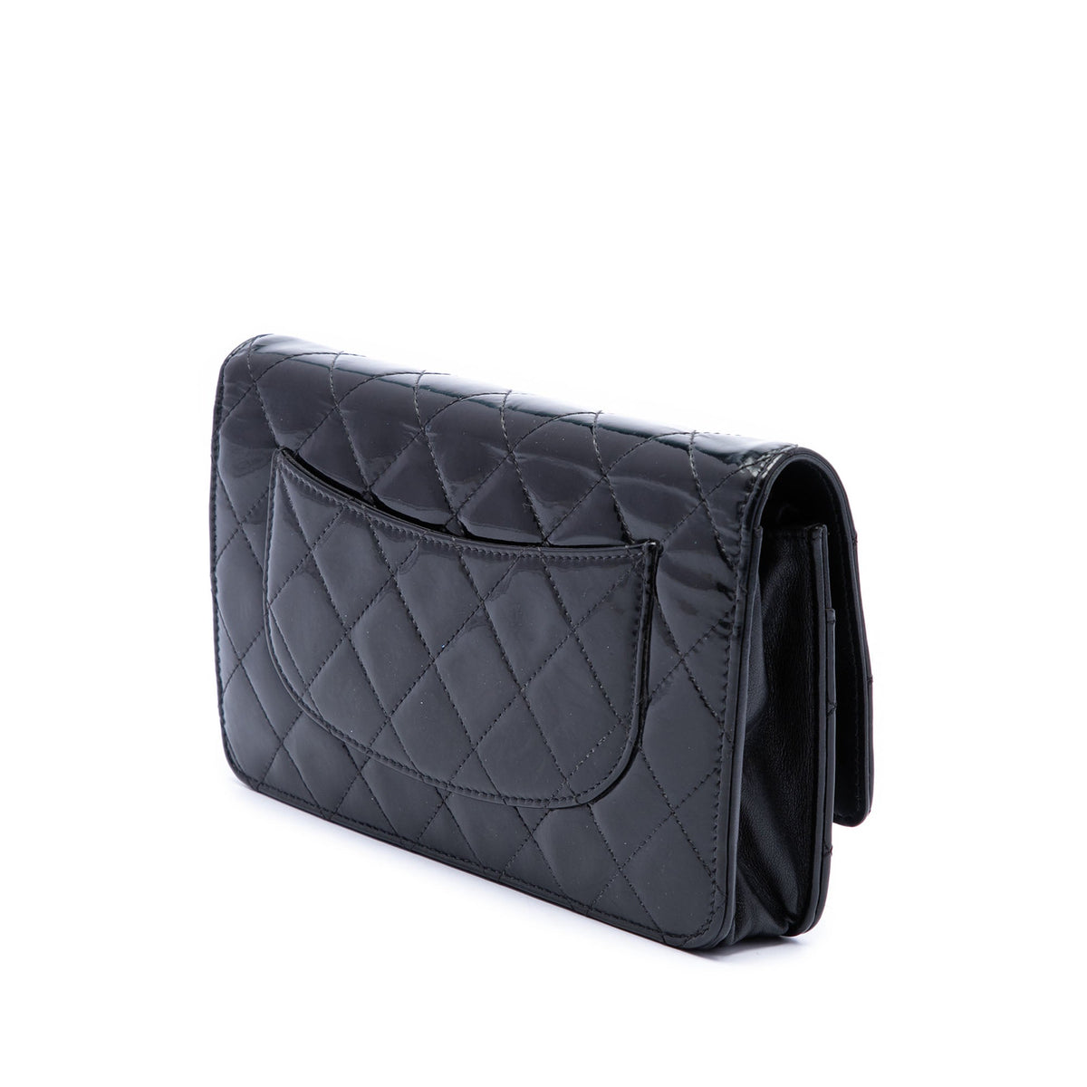 Chanel CC Quilted Patent Wallet On Chain — Black