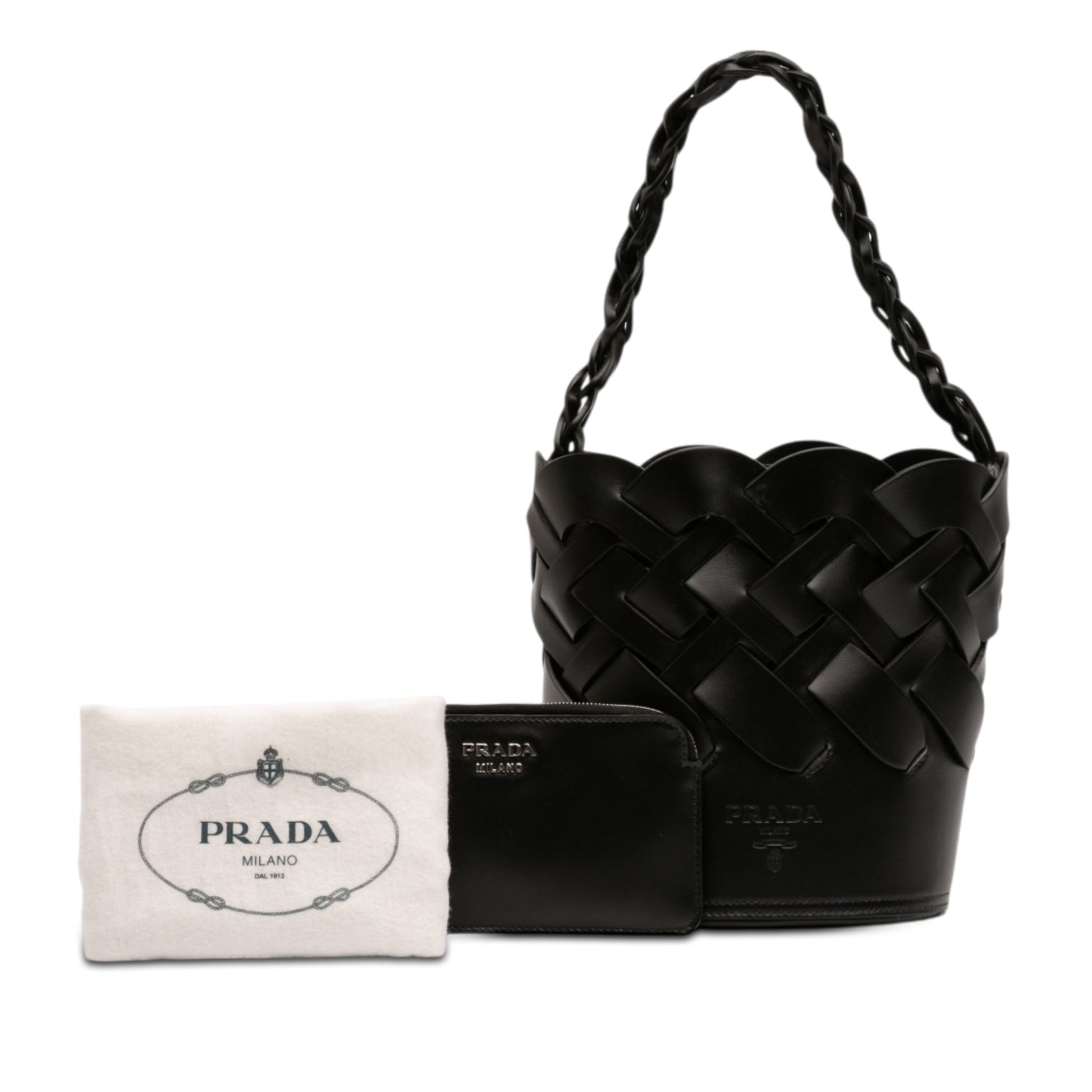 Prada Vitello Intreccio Tress Bucket Bag