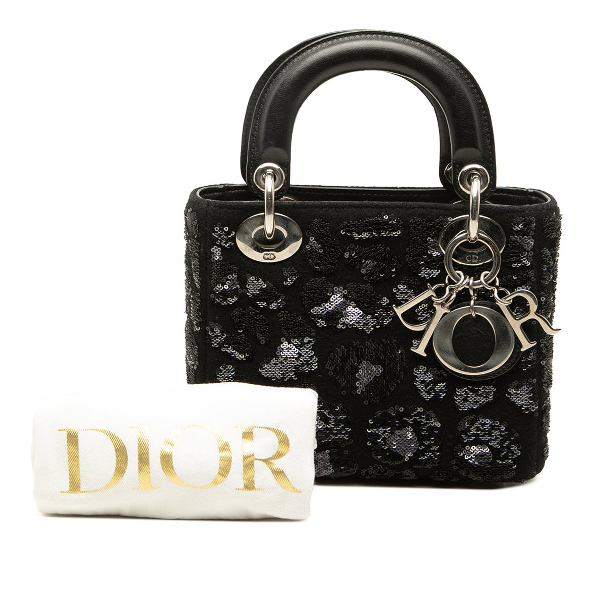 Dior Mini Wool and Sequins Lady Dior — Black