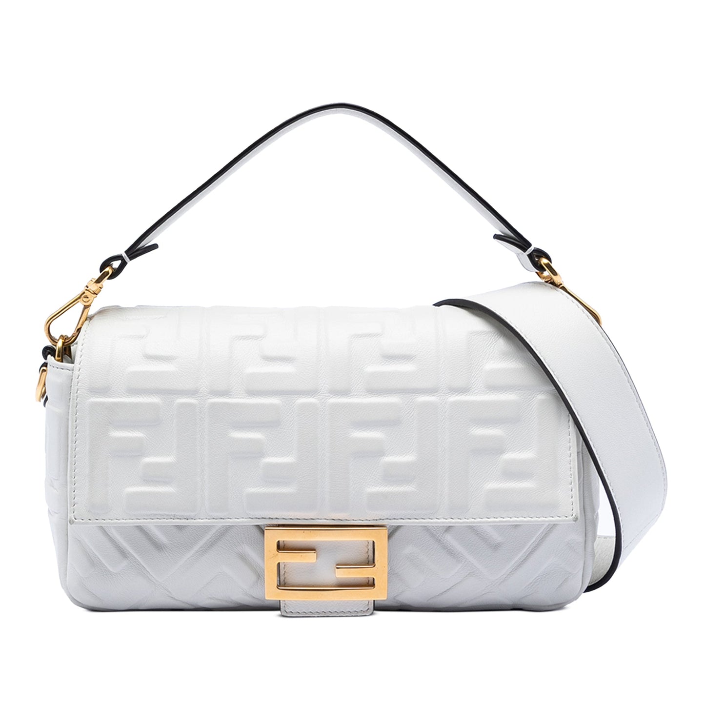 Fendi Zucca Embossed Leather Baguette Satchel