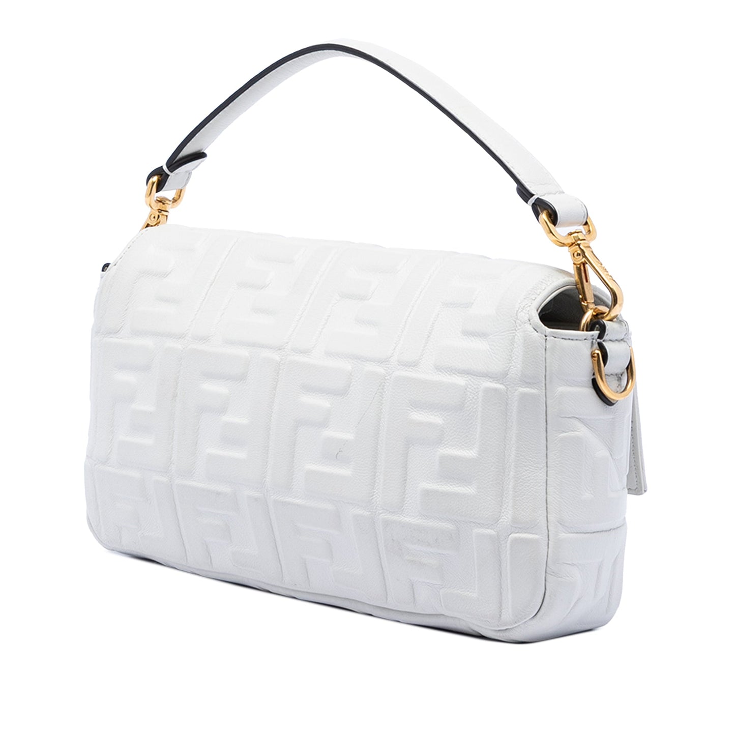 Fendi Zucca Embossed Leather Baguette Satchel