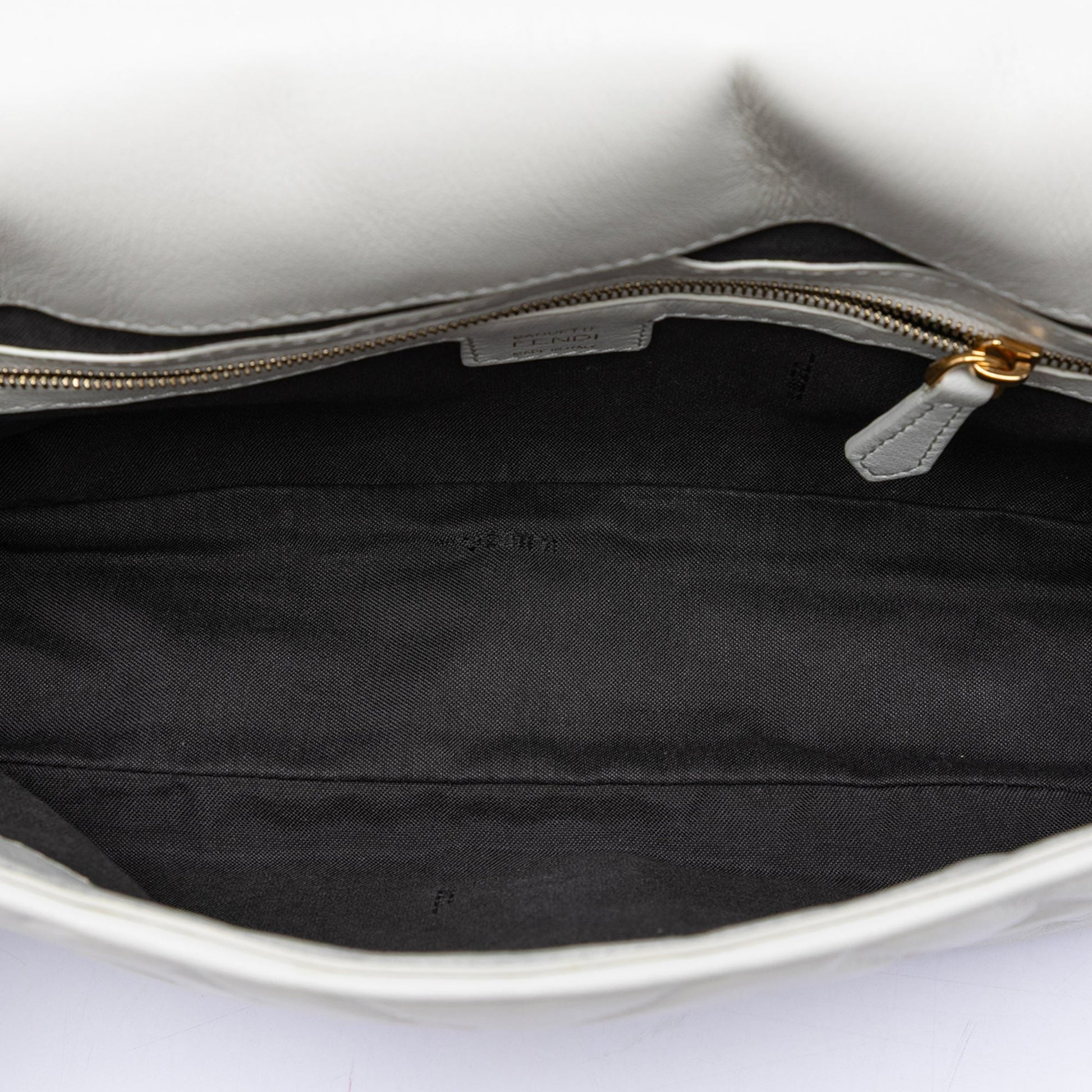 Fendi Zucca Embossed Leather Baguette Satchel