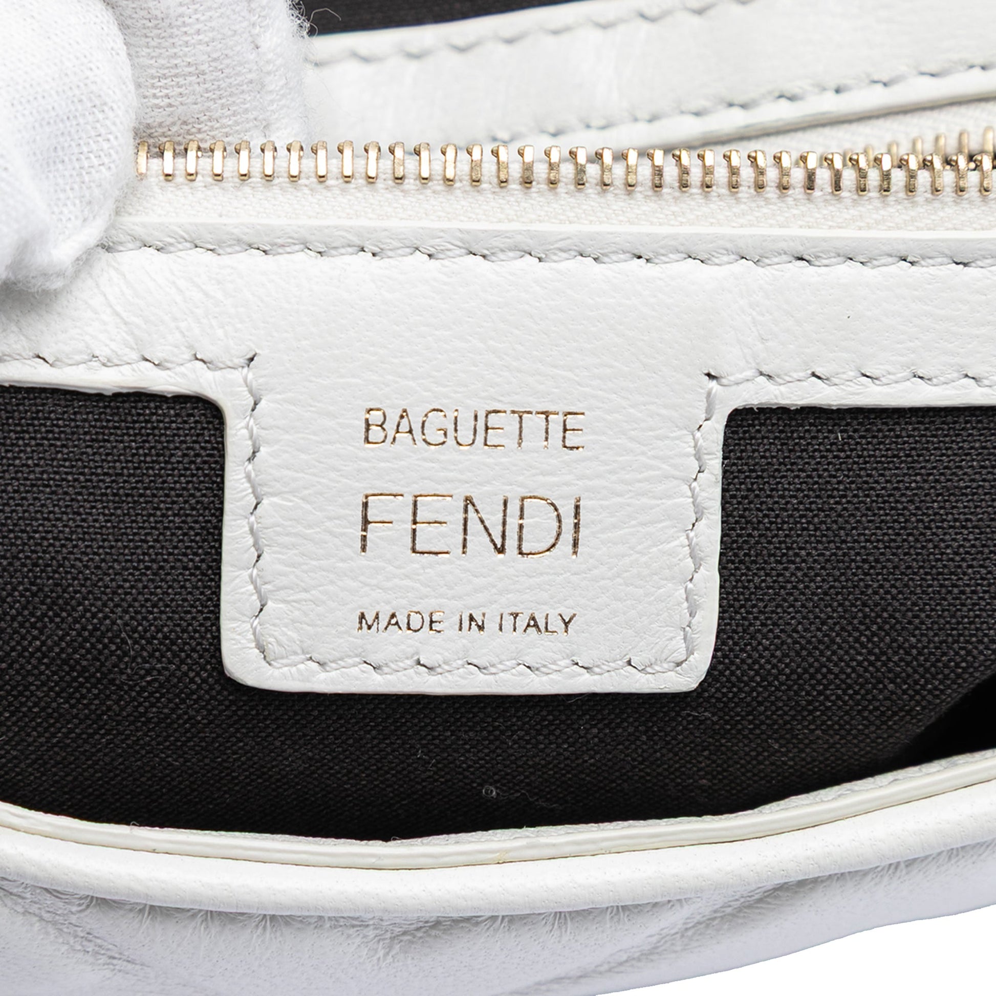 Fendi Zucca Embossed Leather Baguette Satchel
