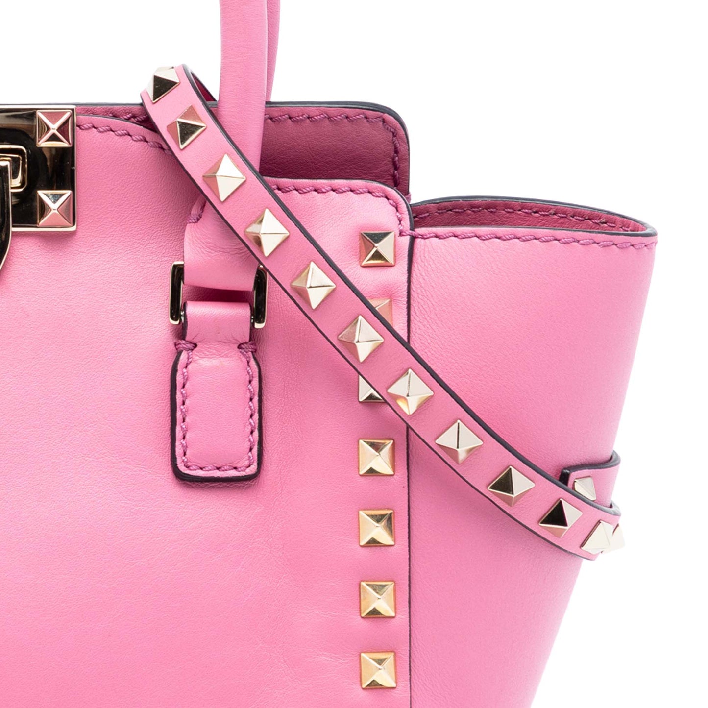 Mini Leather Rockstud Double Handle Tote