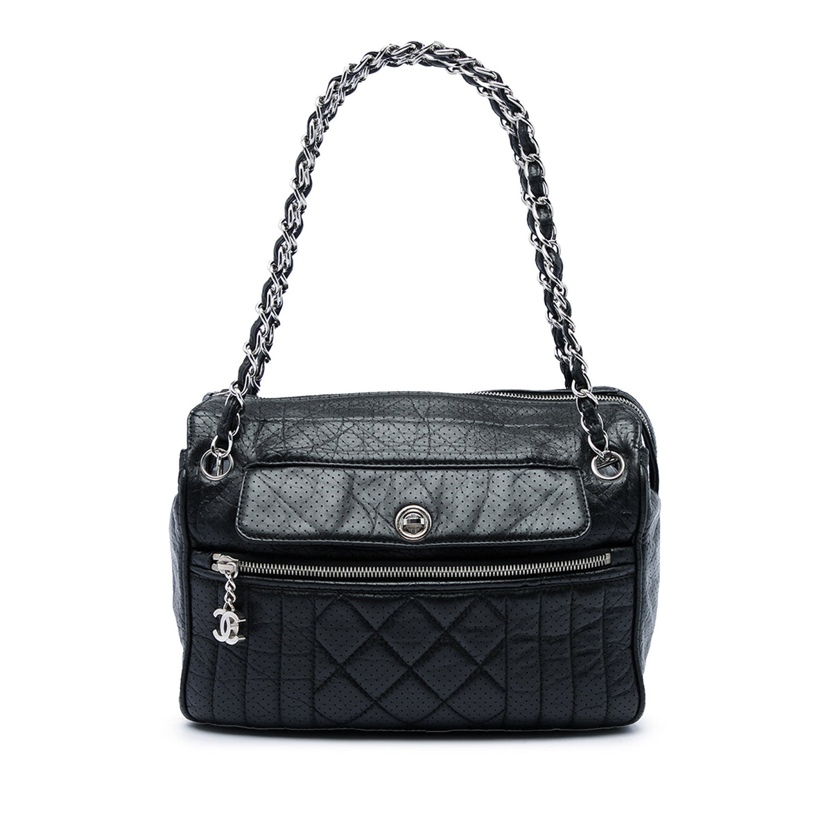 Chanel Perforated Calfskin 50s Shoulder Bag