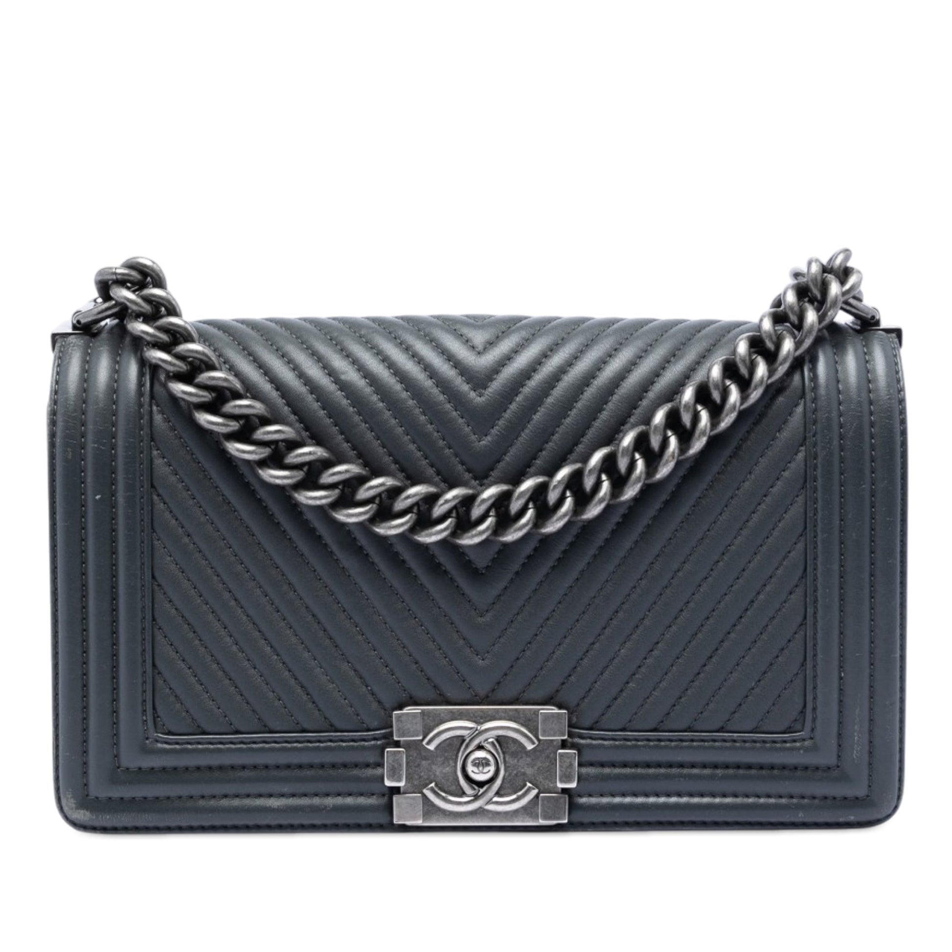 Chanel Old Medium Chevron Lambskin Boy Flap