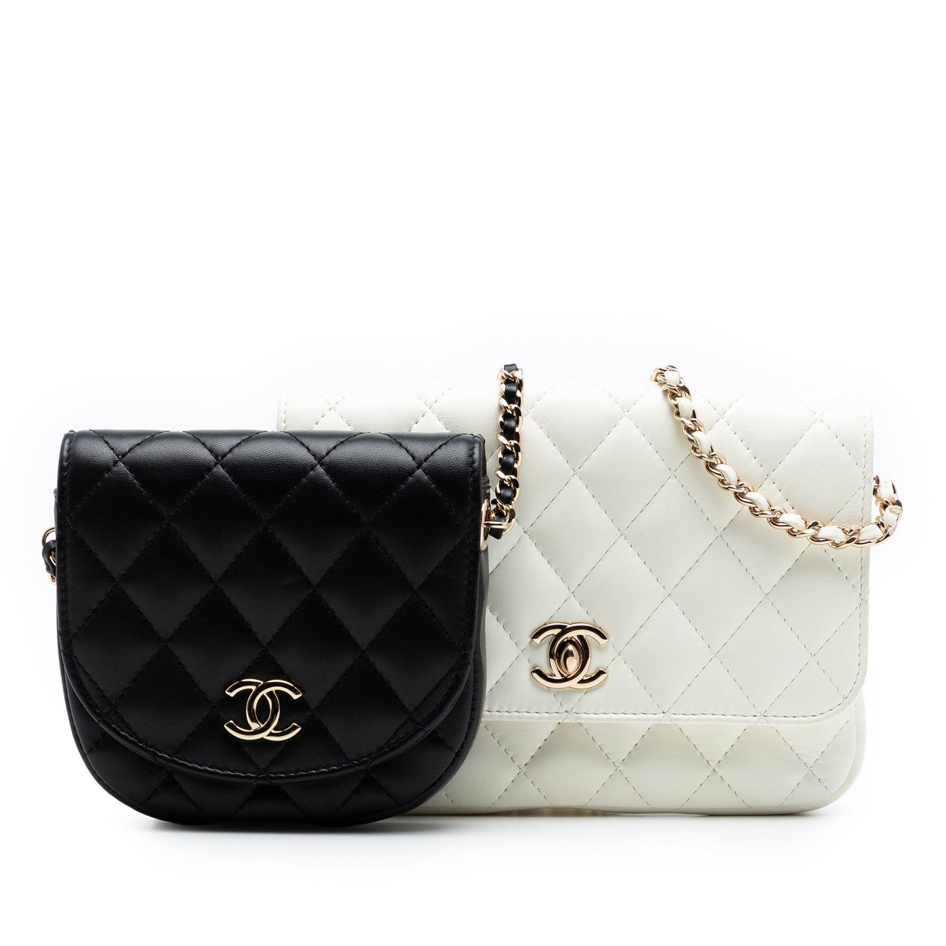 Chanel CC Quilted Lambskin Side Packs Flap