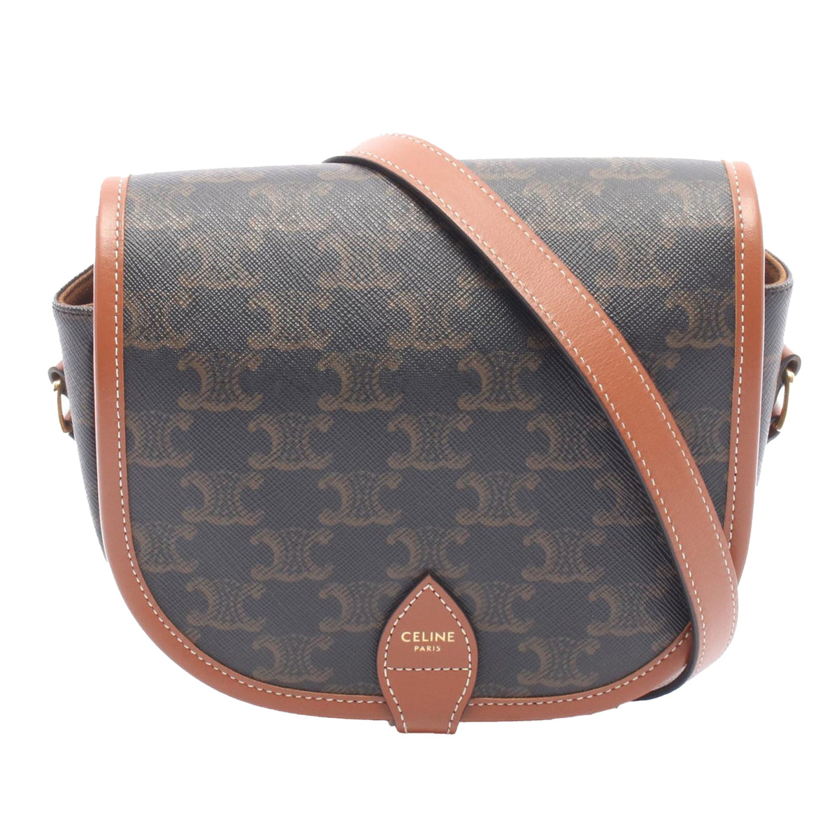 Celine Medium Triomphe Coated Canvas Folco Crossbody