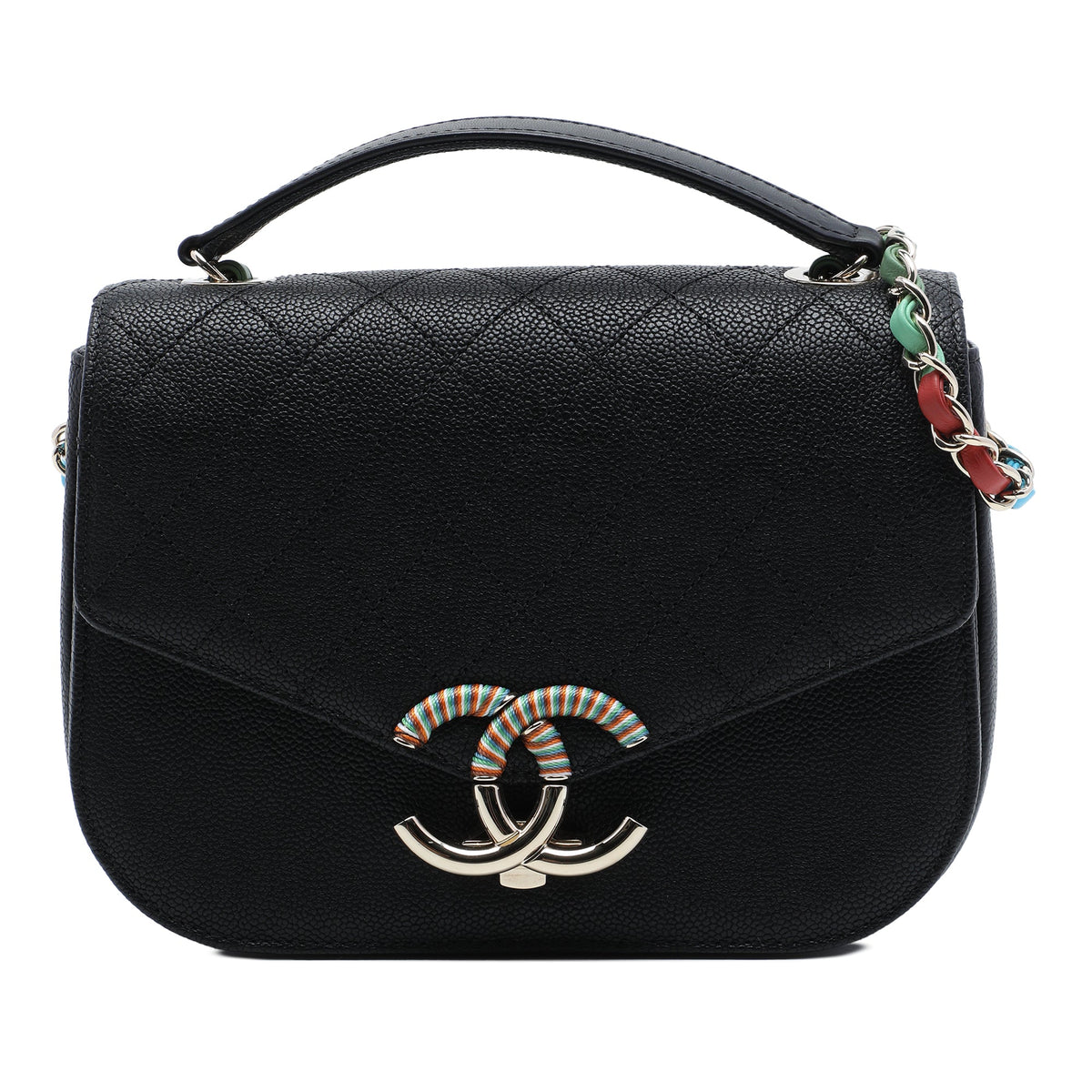 Chanel Paris Cuba Medium Quilted Caviar Thread Around Flap