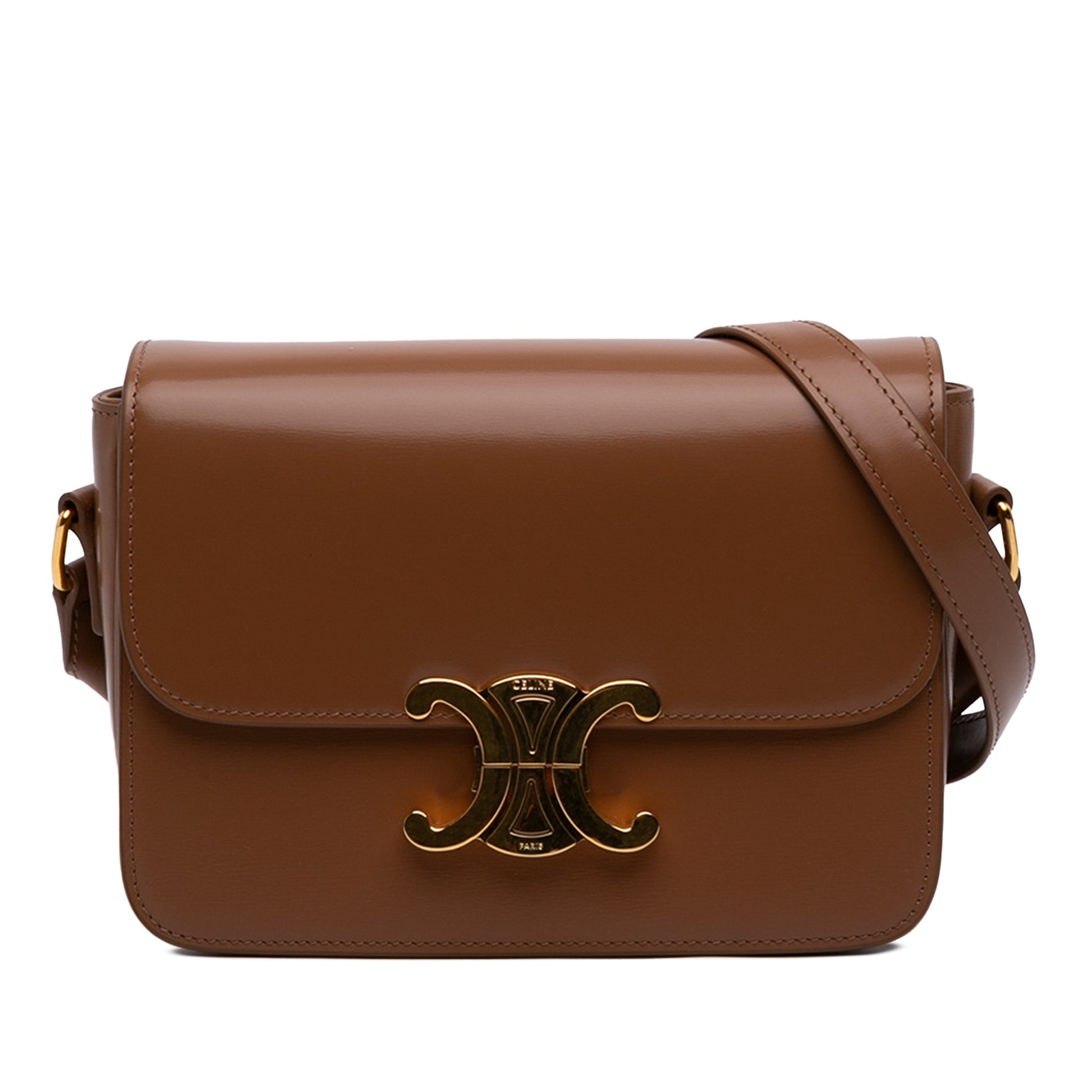 Celine Teen Shiny Calfskin Triomphe Crossbody